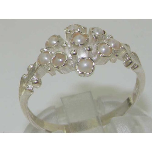 925 Sterling Silver Cultured Pearl Women's Band Ring - Elegant Stackable Jewelry for Everyday Wear, Gift for Her, Anniversary & Wedding