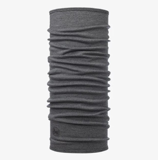 BUFF Merino Midweight Melange Light Grey Wool Neck Gaiter - Warm & Breathable for Hiking, Running, Skiing & Outdoor Activities