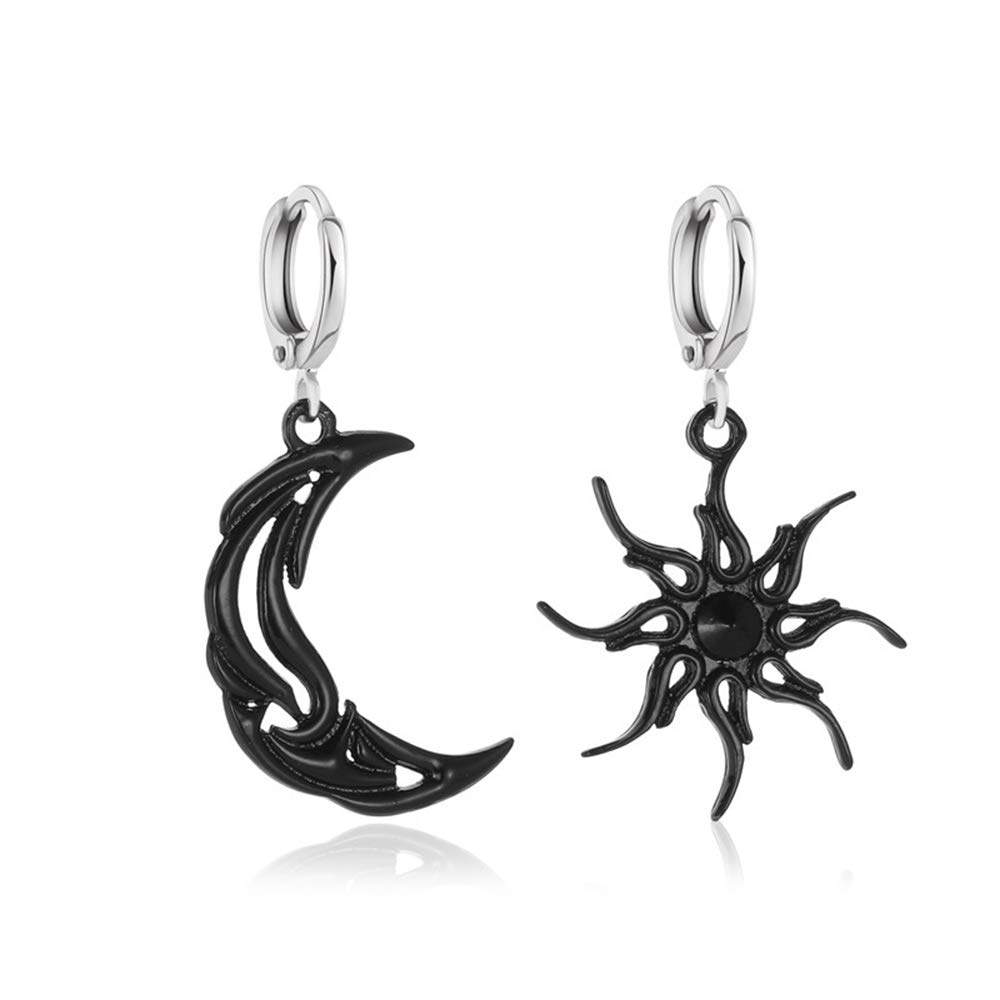Simple Sun Moon Earrings - Asymmetrical Hollow Drop Earrings with Night Sky Elements | Boho Chic Jewelry for Women, Perfect for Parties & Everyday Wear