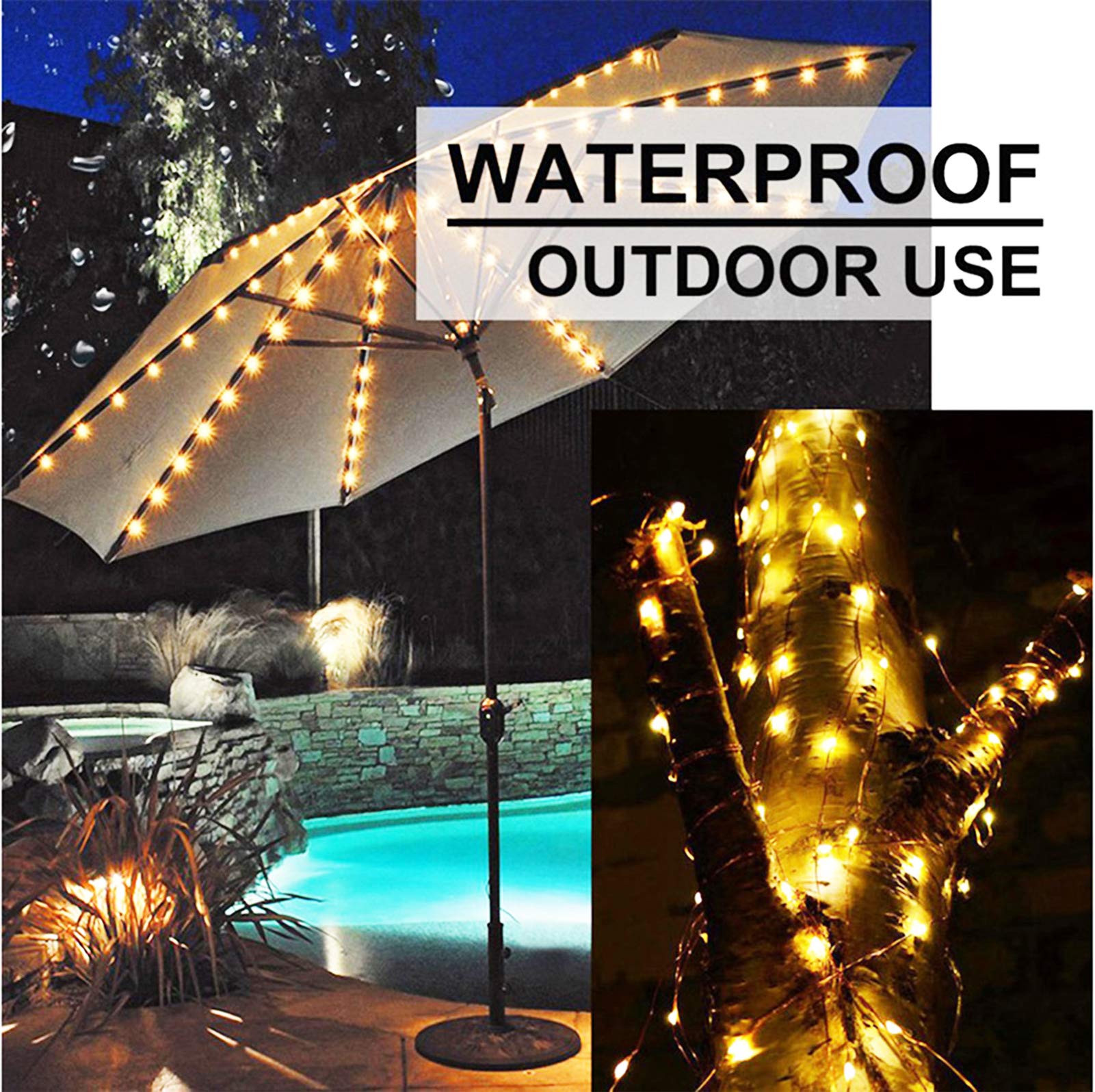 2 Pack 220 LED Firefly Bunch Lights Battery Operated - 8 Flashing Modes Waterproof Copper Wire Fairy Lights with Remote Control & Timer - Warm White Indoor Outdoor Decorative Lighting for Garden, Wedding, Party, Christmas and Patio Decor