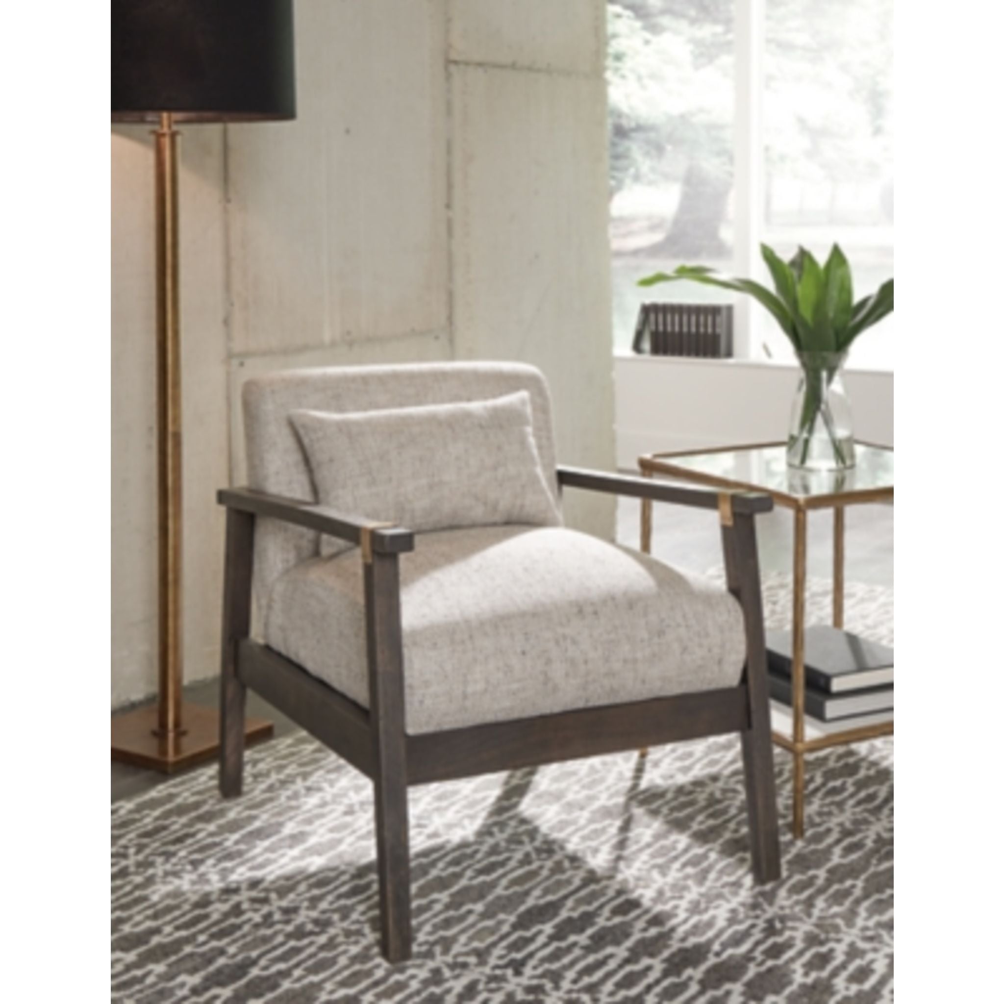 Balintmore Accent Chair in Cement Gray - Modern Living Room Armchair with Wooden Legs | Perfect for Home Office, Reading Nook & Lounge Areas