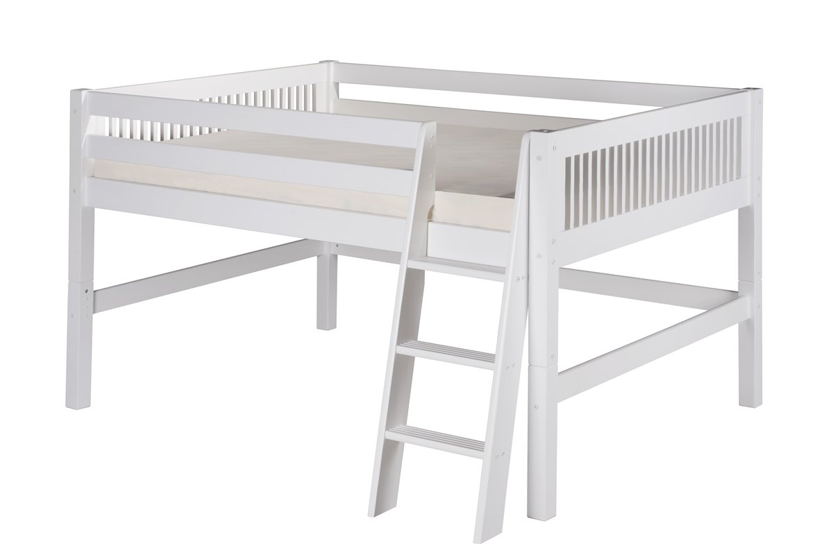 Camaflexi Twin Size Loft Bed in White - Space-Saving Furniture for Kids & Teens Bedrooms, Dorms & Small Apartments
