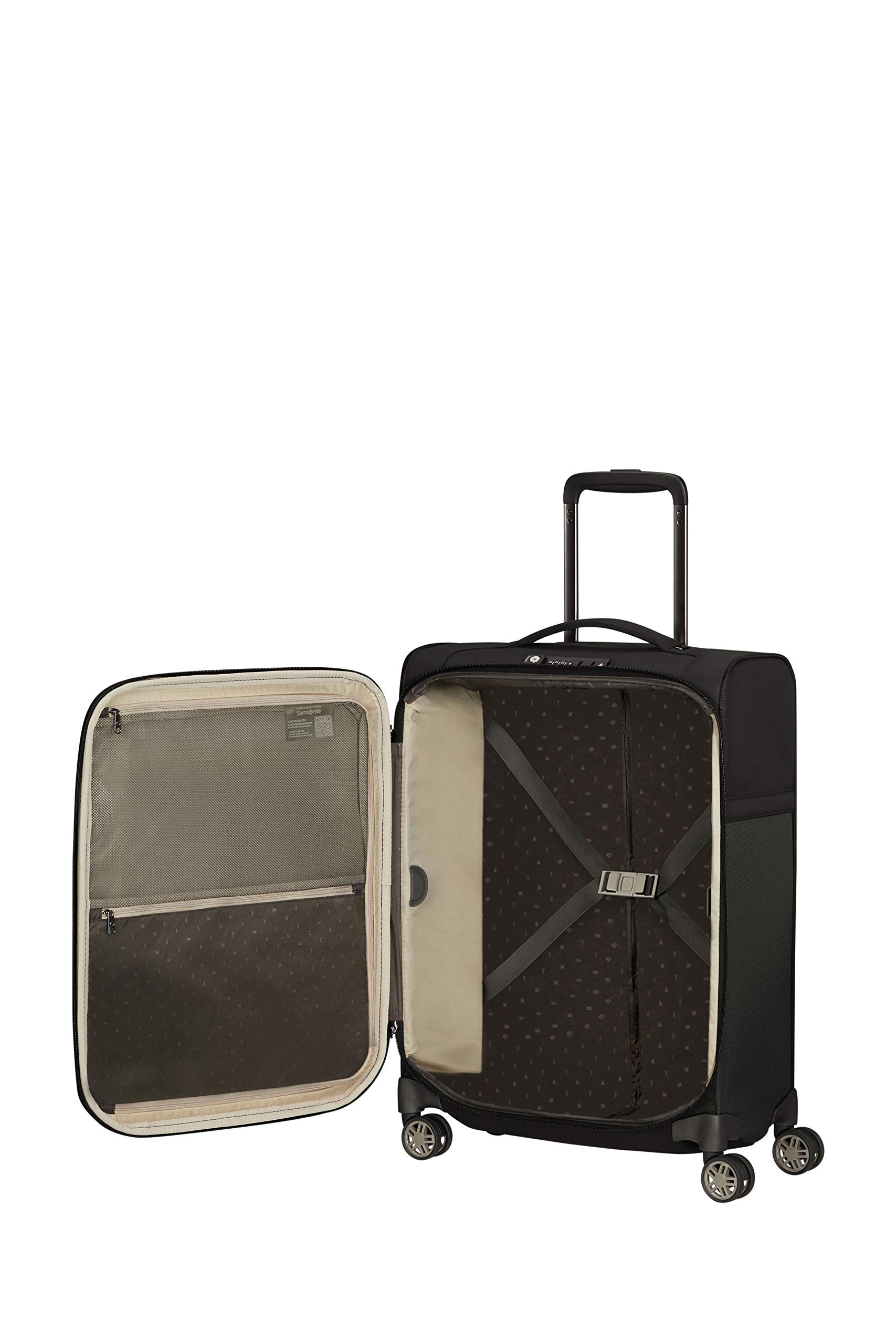 Samsonite Airea Spinner S 55cm Carry-On Luggage 41L Black Expandable Suitcase for Business Travel & Weekend Getaways - Lightweight Durable Hardshell with 360° Spinner Wheels, TSA Lock & Packing Organizer