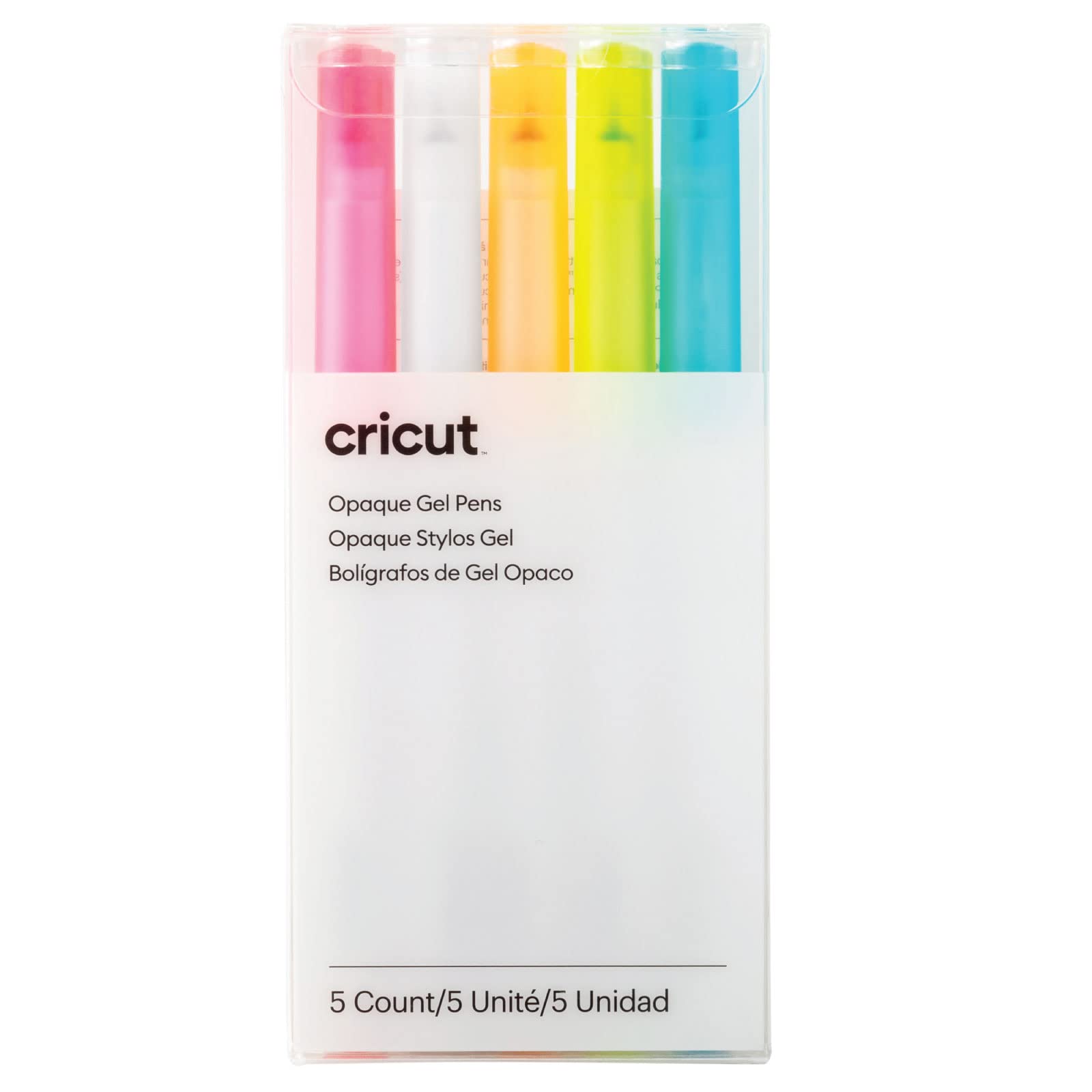 Cricut Opaque Gel Pens Set - 1.0 mm Fine Tip, 5 Vibrant Colors (Pink, White, Orange, Yellow, Blue) - Perfect for Scrapbooking, Card Making & DIY Crafts