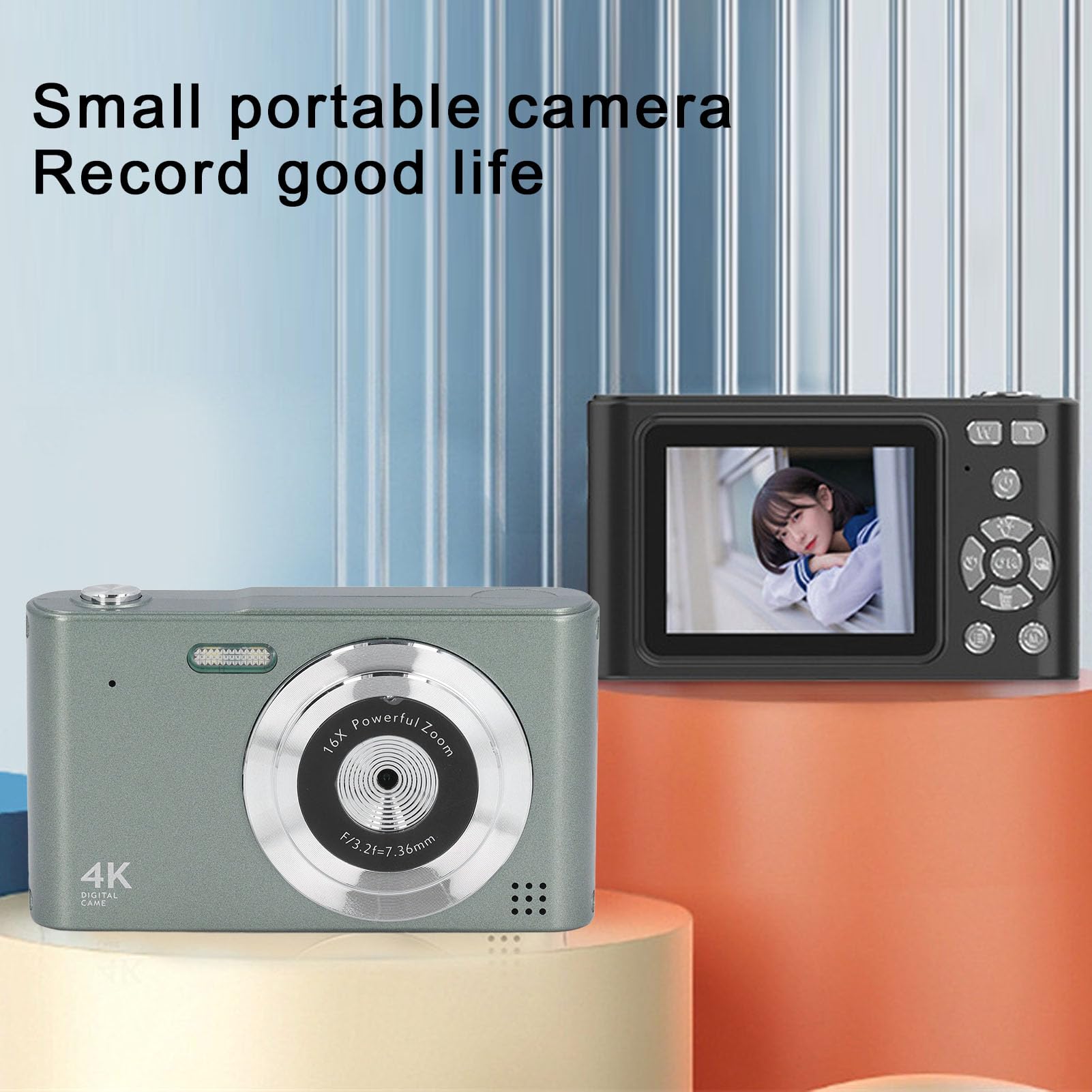 4K Digital Camera for Photography & Vlogging - 48MP, 16X Zoom, Auto Focus, Anti-Shake - Compact Point and Shoot Travel Camera for YouTube, TikTok, Blogging (Green) - Perfect for Travel, Outdoor Adventures & Social Media Content Creation