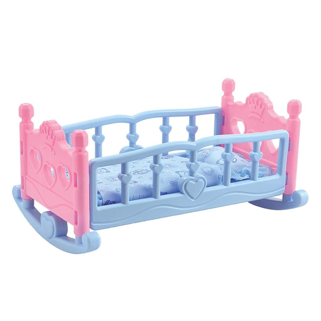 Yiju Rocking Cradle Doll Bed with Soft Bedding - Miniature Nursery Furniture for American Girl Dolls & 18