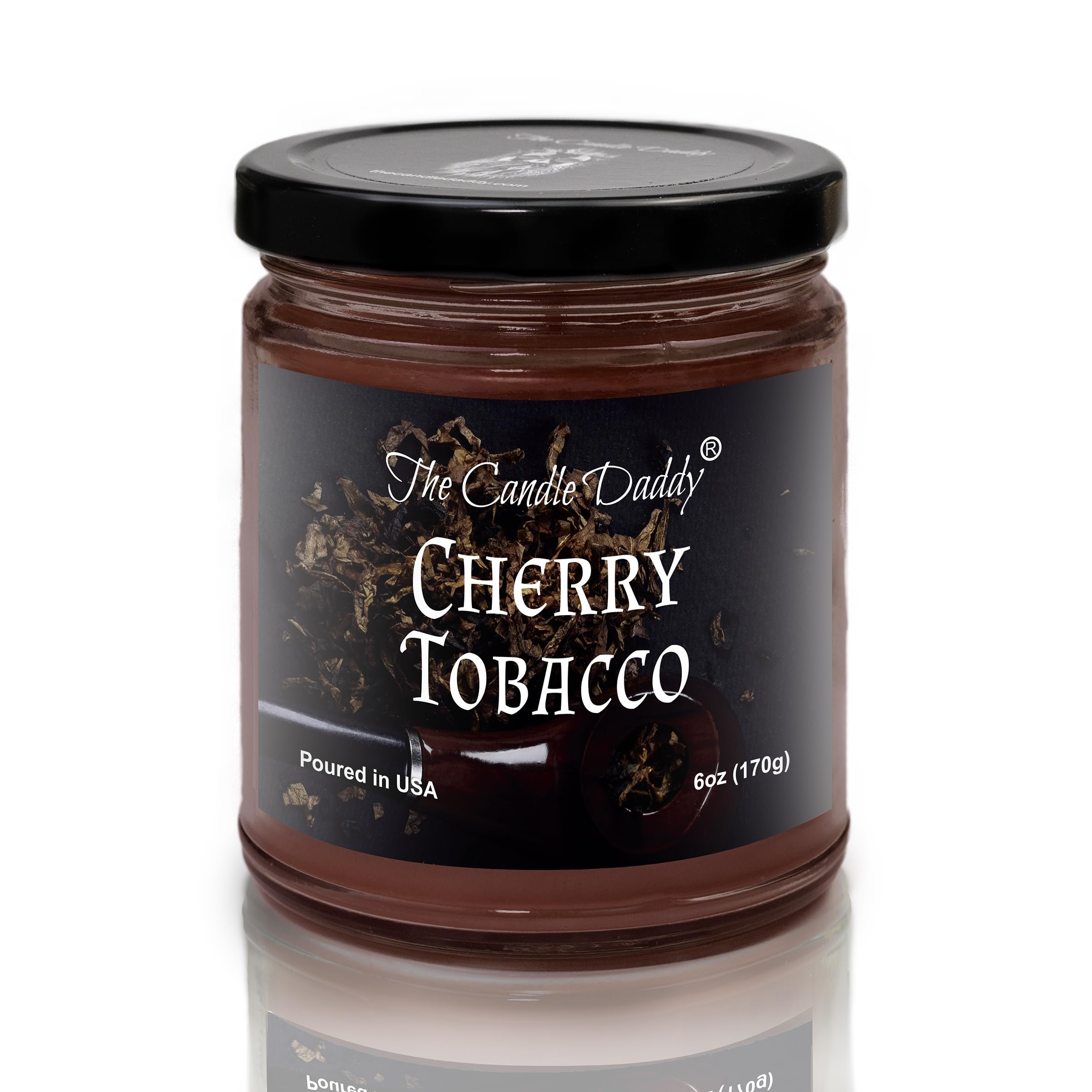 Cherry Tobacco Scented Candle - 6oz Soy Wax Jar Candle for Home, Office & Relaxation - Long Lasting Fragrance for Aromatherapy & Stress Relief