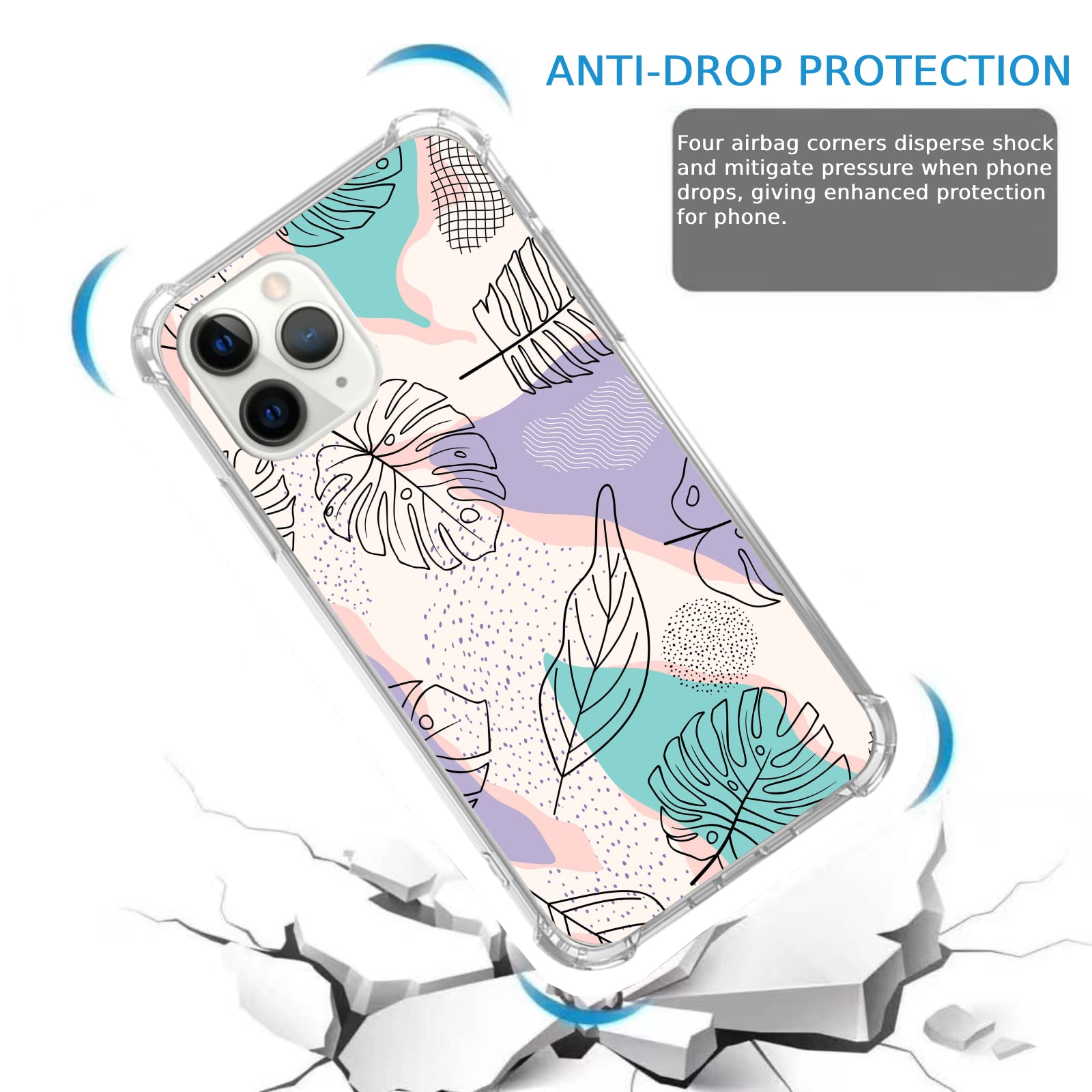 Abstract Floral Leaves iPhone 11 Pro Max Case - Minimalist Botanical Art TPU Bumper Cover | Durable Protection & Stylish Design for Women, Girls - Perfect for Daily Use, Work, Travel & Gift Giving