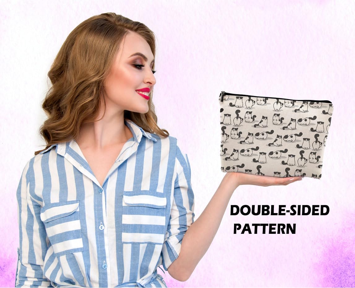 Stylish Black Cat Makeup Bag - Cute Kitty Cosmetic Pouch for Women & Teens - Perfect Cat Lover Gift for Birthday, Travel & Daily Use | Great for Cat Moms, Toiletry Organizer & Purse Essentials
