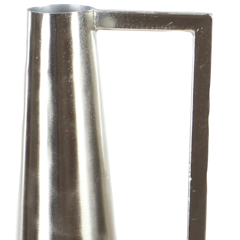 Deco 79 Modern Metal Decorative Vase Set of 2 - Silver Flower Vases with Handles for Home Decor (17