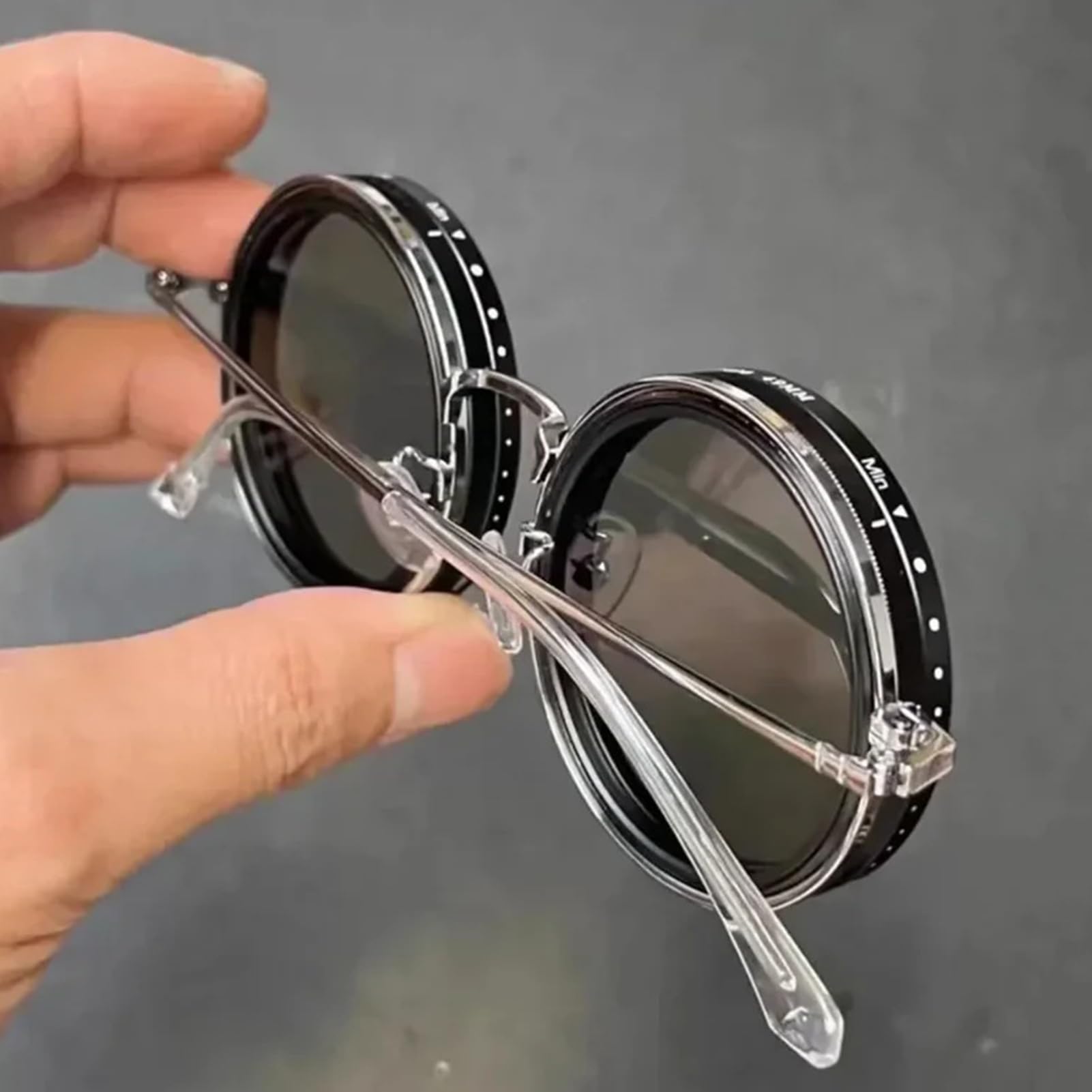 Polarized Sunglasses with Adjustable Tint - UV Protection Round Frame Sunglasses for Men & Women - Perfect for Driving, Fishing, and Outdoor Activities