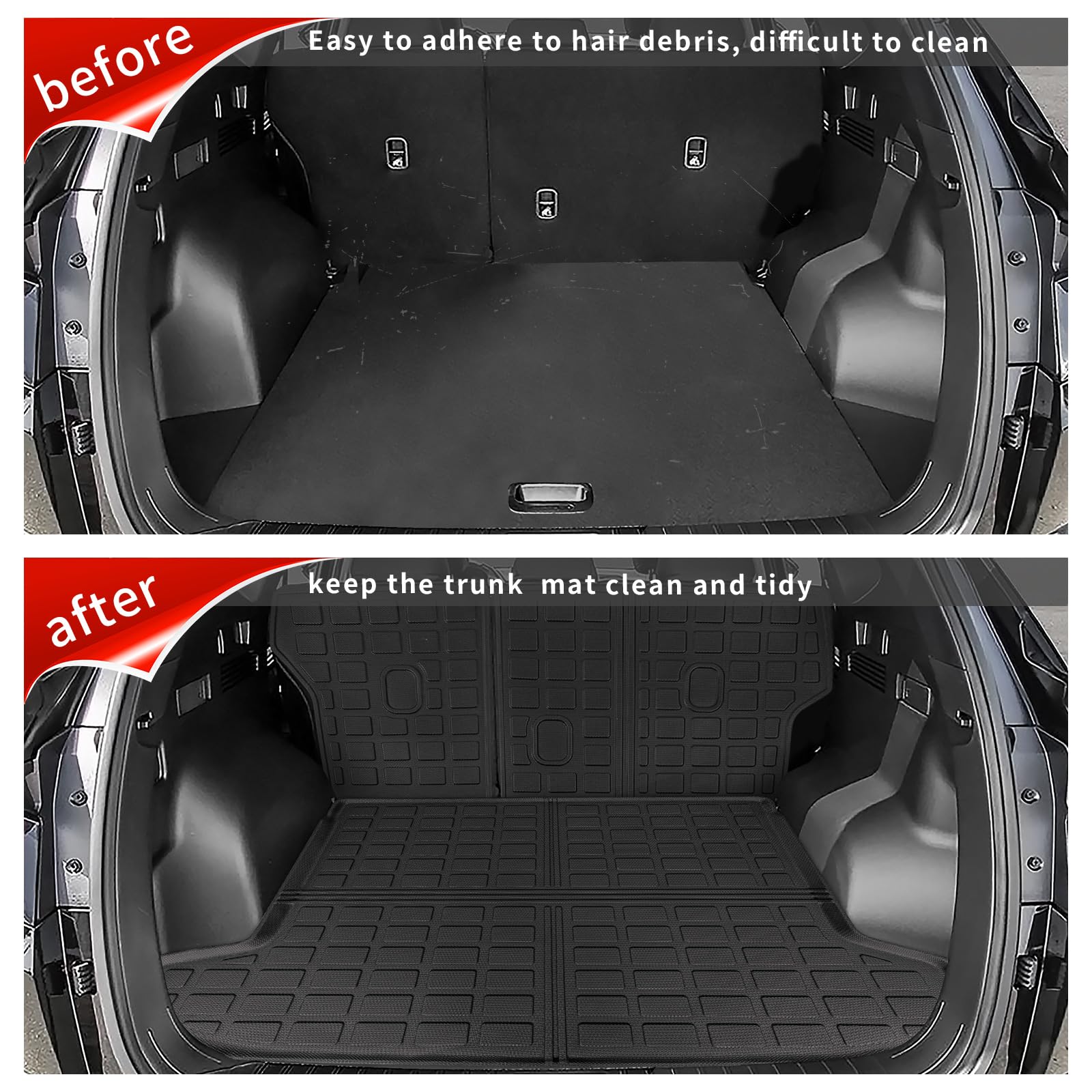 2022-2025 Hyundai Tucson All-Weather Floor Mats Set - TPE Trunk Liner & Cargo Mat with Back Seat Protector | Perfect for Road Trips, Camping & Daily Commute | Durable Car Accessories for Tucson SUV