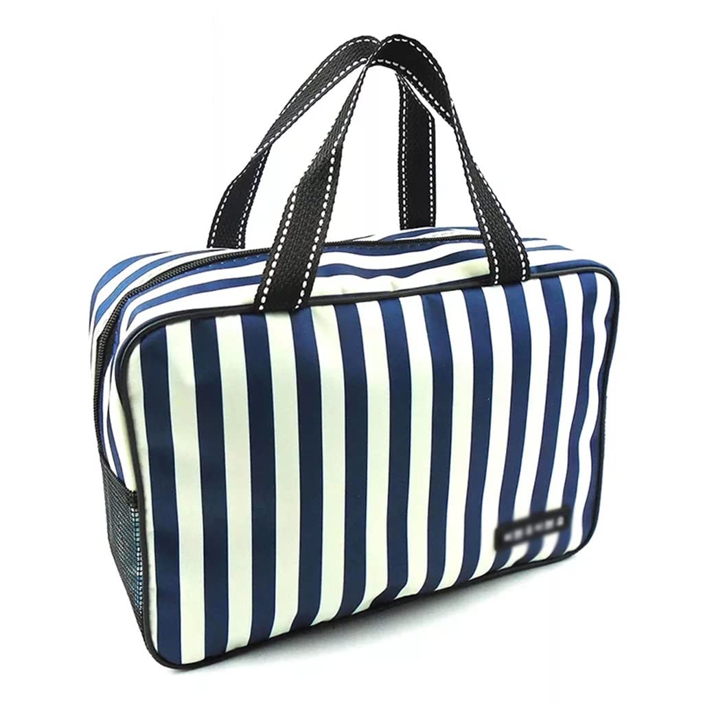 CCBUY Mesh Striped Makeup Bag - Large Capacity Waterproof Cosmetic Organizer for Women & Men, Travel Toiletry Bag with Oxford Fabric (One Size, Color A) - Perfect for Travel, Gym, Beach & Daily Essentials Storage