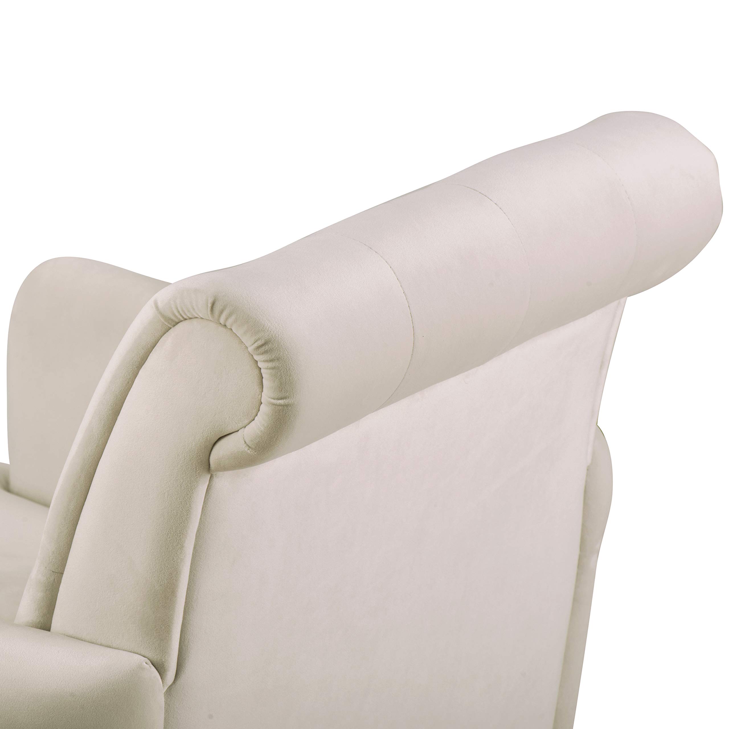 Mid Century Modern Accent Chair - Velvet Upholstered Armchair with Button Tufted Design & Padded Seat - Compact Space-Saving Chair for Living Room, Bedroom or Home Office - Off White - Perfect for Small Apartments & Cozy Reading Nooks