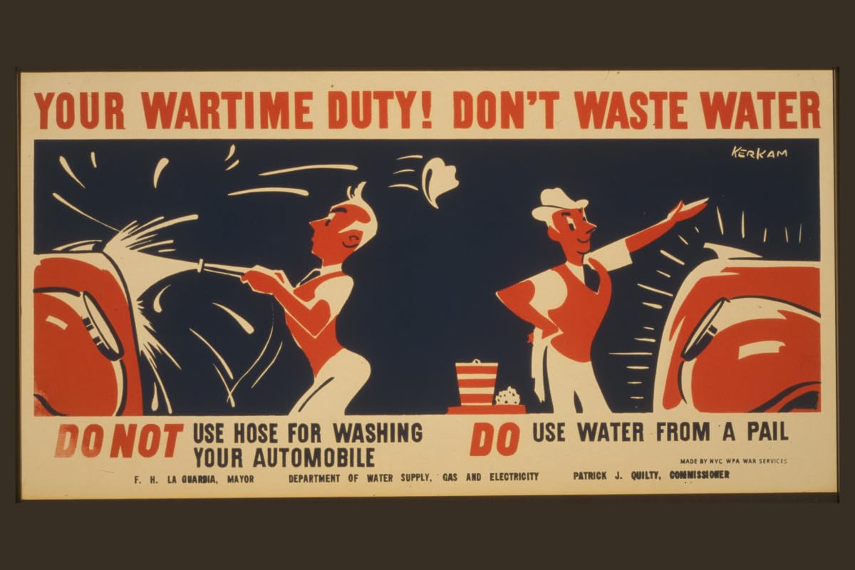 8x12 Photo Print - Vintage Wartime Duty Poster - Water Conservation Message - Perfect for Home Decor, Office, or Classroom Inspiration