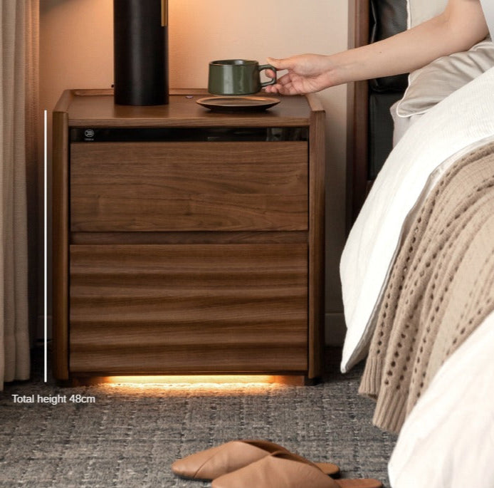 Black Walnut Solid Wood Nightstand - Minimalist Bedside Table for Bedroom, Living Room & Office | Durable & Stylish Storage Solution