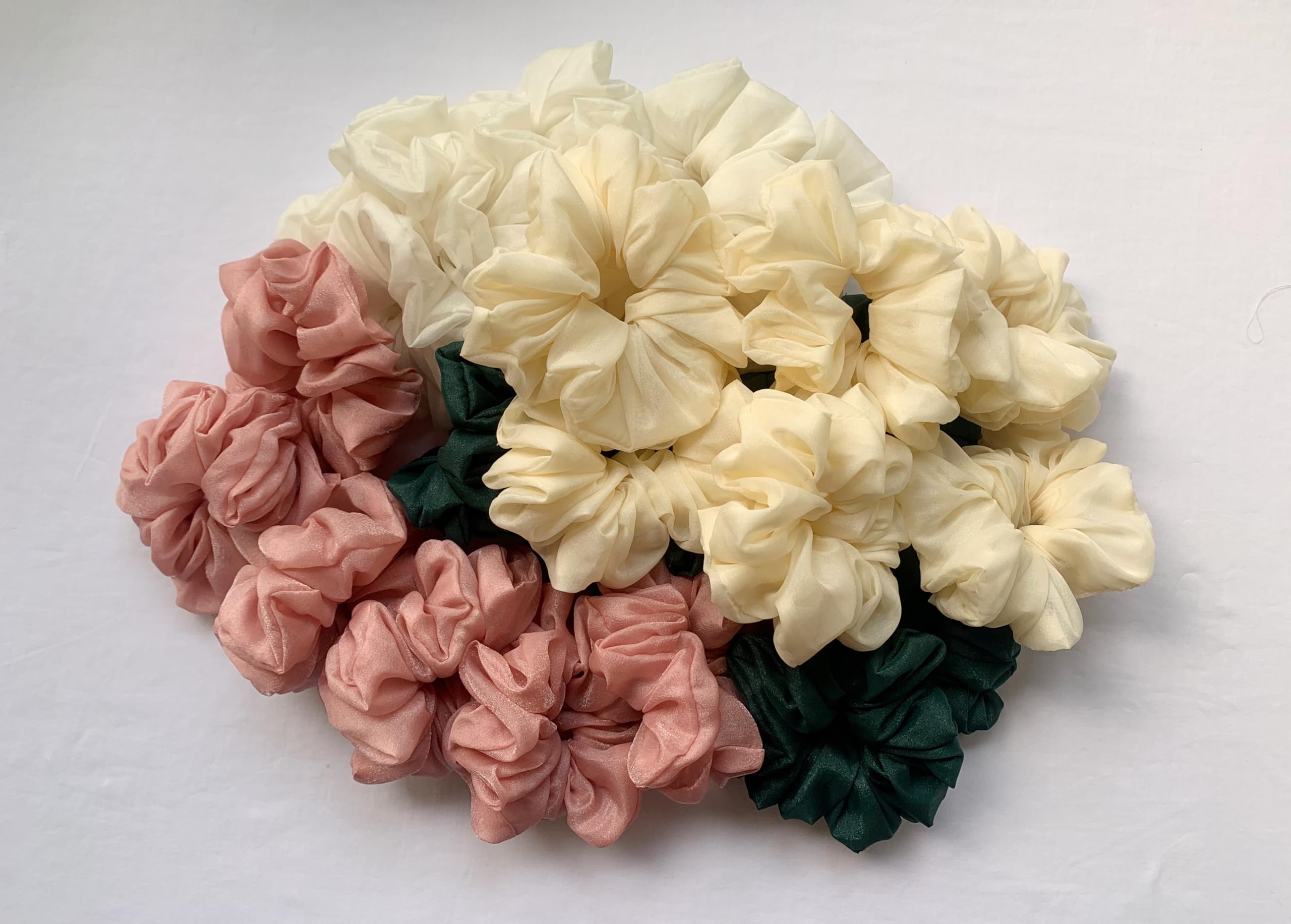 Premium Satin Scrunchies for Women - Soft Handmade Hair Ties & Hair Bands - All Season Hair Accessories (White) - Perfect for Workouts, Office & Everyday Styling