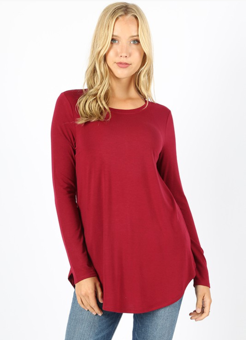 Women's Long Sleeve Scoop Neck T-Shirt - Soft Cotton Casual Top for Everyday Wear - Perfect for Work, Date Night & Weekend Outfits