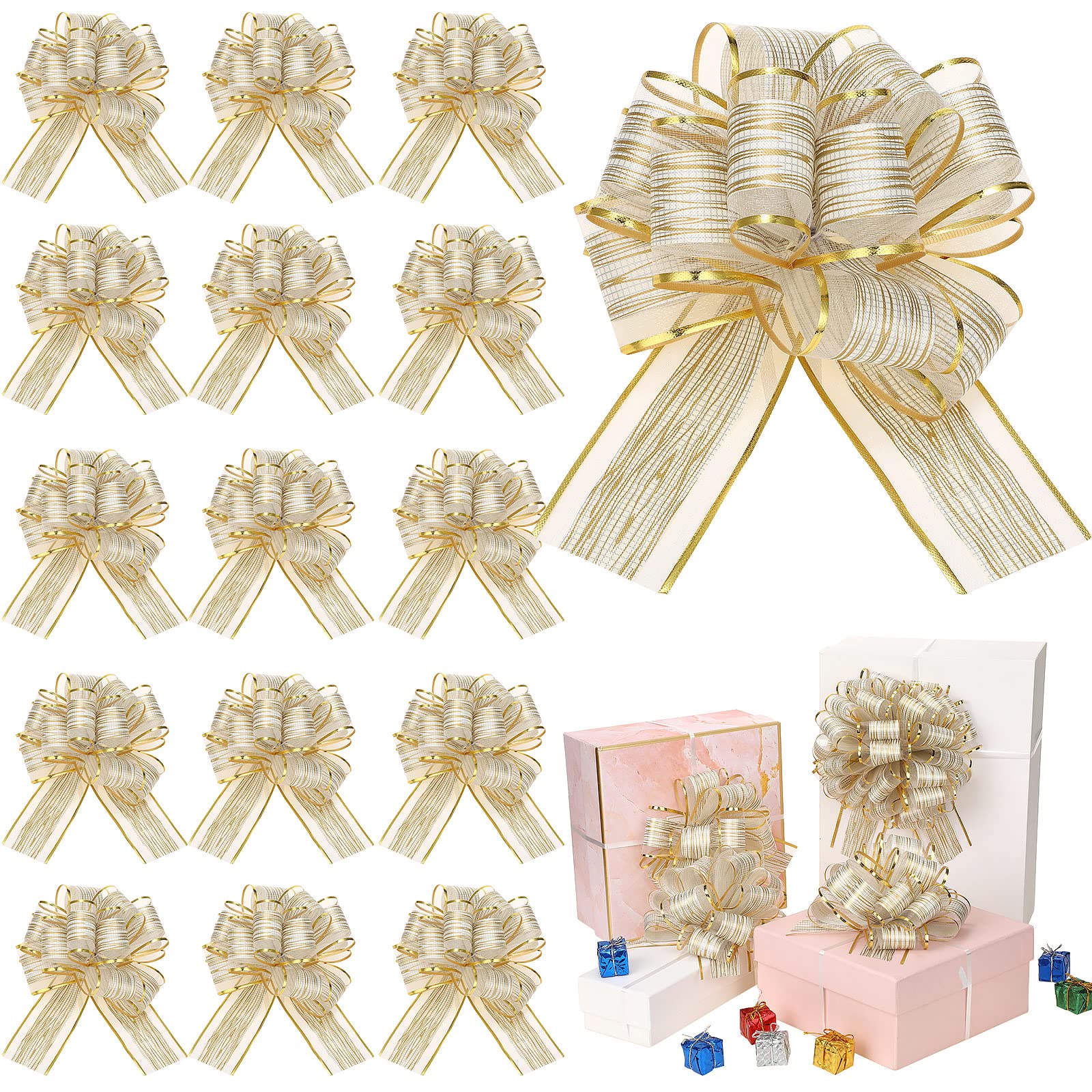 30 Pieces Large Christmas Gift Bows - Premium Pull Bows for Gift Wrapping, Holiday Decorations & Present Baskets (White) - Perfect for Christmas Presents, Party Decor & Festive Gift Packaging