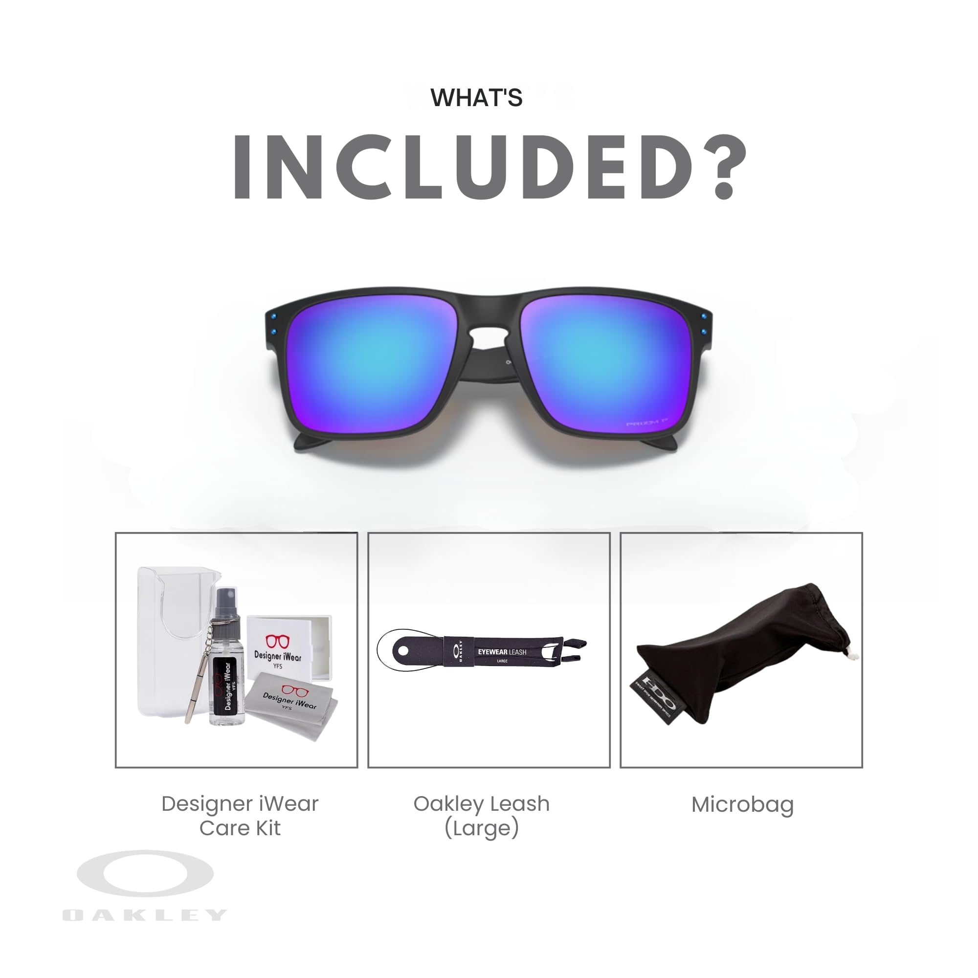 Oakley Holbrook Asian Fit OO9244 Low Bridge Sunglasses for Men - Polarized UV Protection, Lightweight Frame + Includes Free Leash & iWear Care Kit | Perfect for Driving, Running, Outdoor Sports & Everyday Wear