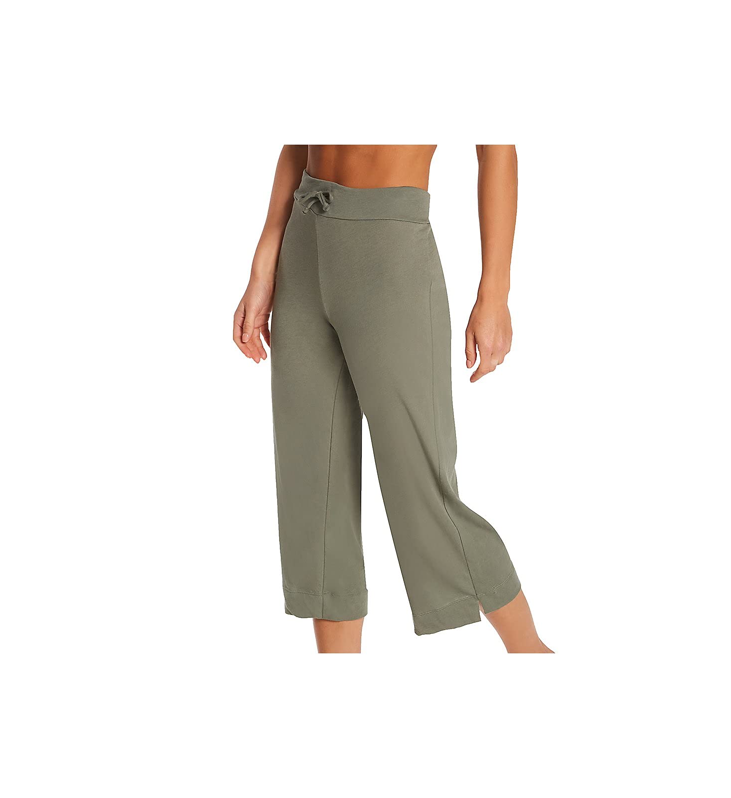 Only Hearts Women's 21038 Organic Cotton Cropped Drawstring Pants - Black & Olive - Sizes S & L | Comfortable Casual Lounge Pants for Yoga, Travel & Home Wear