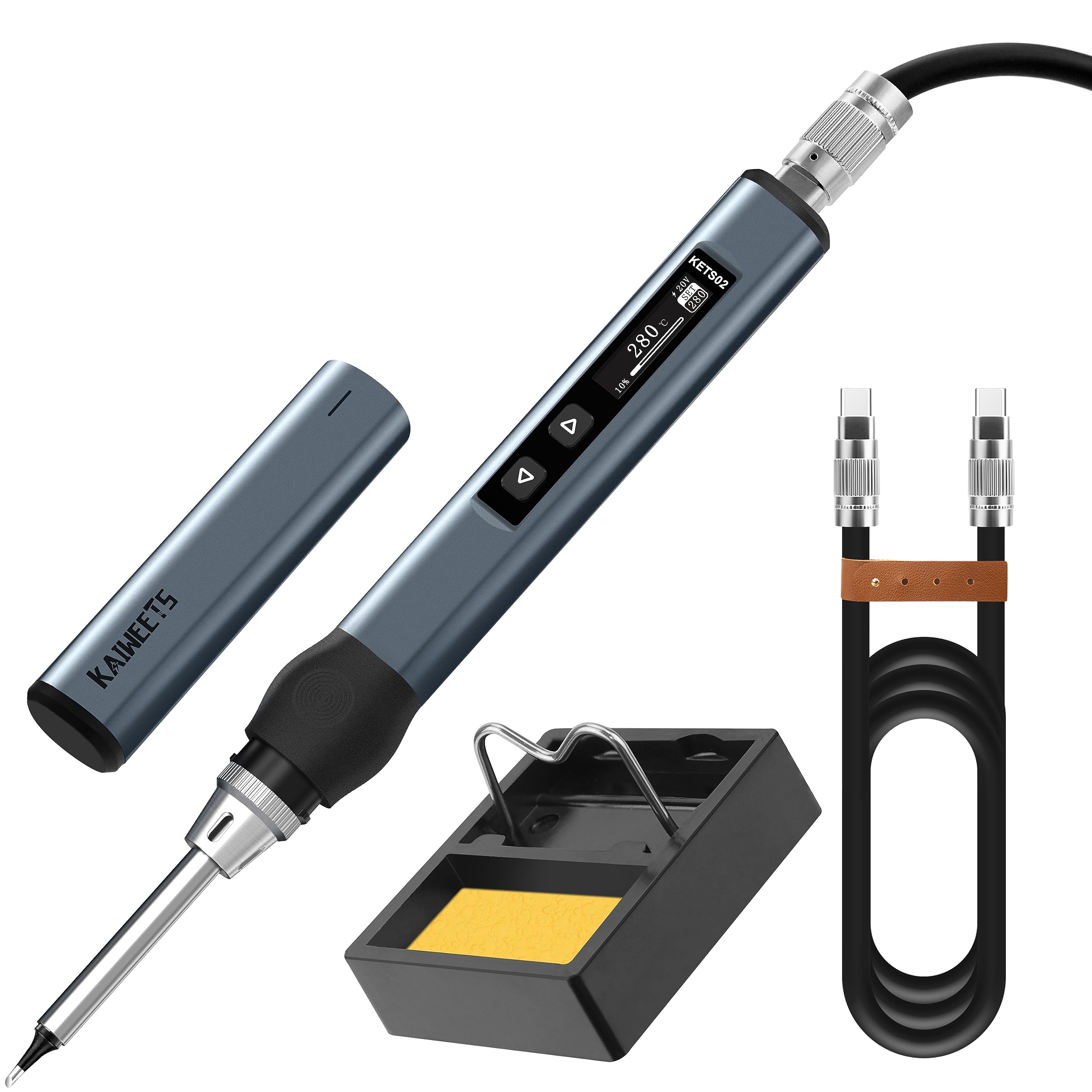 KAIWEETS Professional Soldering Iron Kit with Adjustable Temperature, 5 Tips & Stand - Perfect for Electronics Repair, DIY Projects & Home Improvement