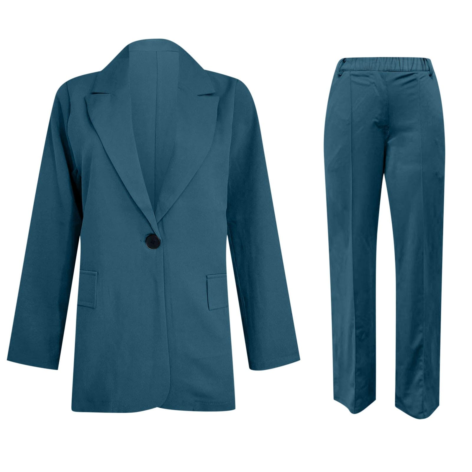 Women's 2-Piece Blazer & Straight Leg Pants Suit Set - 2024 Spring/Fall Business Casual Outfit | Office Wear, Work Attire & Professional Ensemble