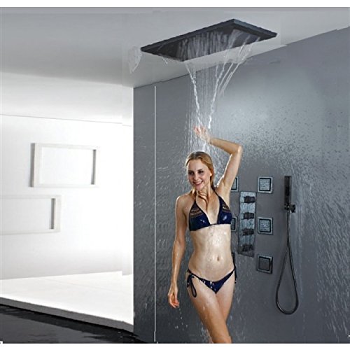 Oil Rubbed Bronze Rain Shower Head with Handheld Combo - High Pressure Luxury Bathroom Fixture for Spa-Like Relaxation at Home