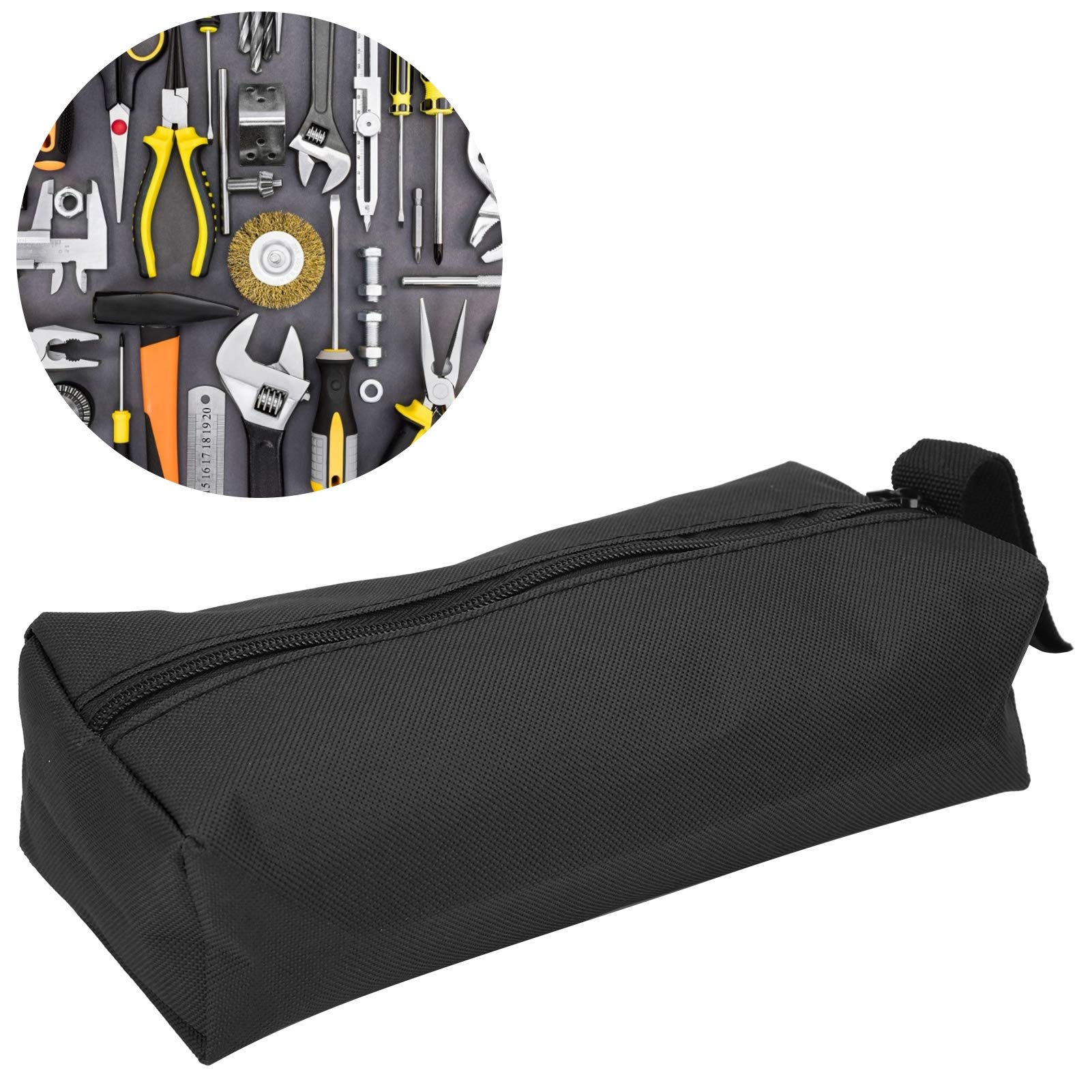 2 Pack Small Tool Bag 9.8x3.3x2.8in - Multi-Purpose Tool Pouch Organizer with Adjustable Wristband for Screwdrivers, Pliers, Nut Drivers - Durable Black Tool Storage for Electricians, Mechanics & DIY Projects
