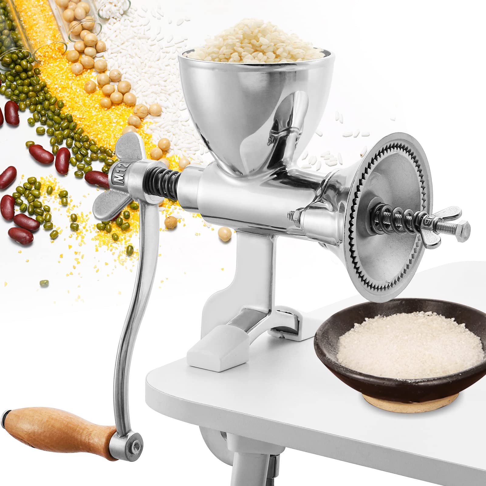 Premium Stainless Steel Manual Coffee Grinder - Adjustable Coarseness Hand Crank Mill for Beans, Grains & Spices | Perfect for Home Brewing, Camping & Emergency Preparedness