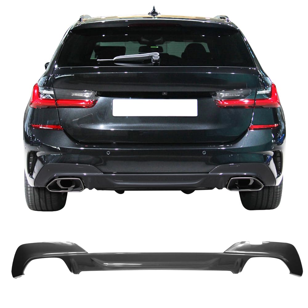 IKON MOTORSPORTS Rear Diffuser for 2019-2022 BMW G20 3 Series M340i | M-Tech M Sport Style Square Outlet Rear Bumper Lip Valance Spoiler Body Kit | Upgrade Your BMW's Aerodynamics & Style for Street Racing & Car Shows