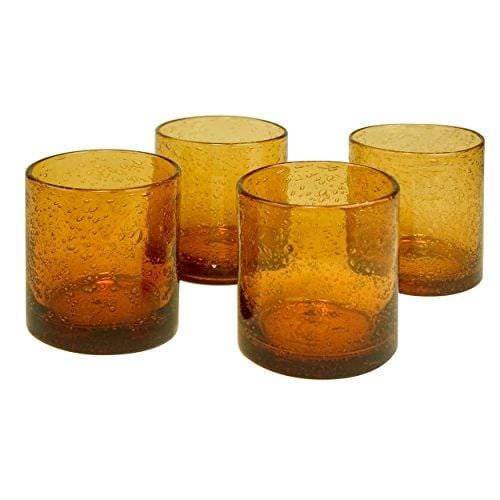 Artland Iris Glass Set of 4 - 14 oz Amber Colored Drinking Glasses for Beer, Cocktails & Iced Coffee - Perfect for Home Bar, Parties & Restaurants
