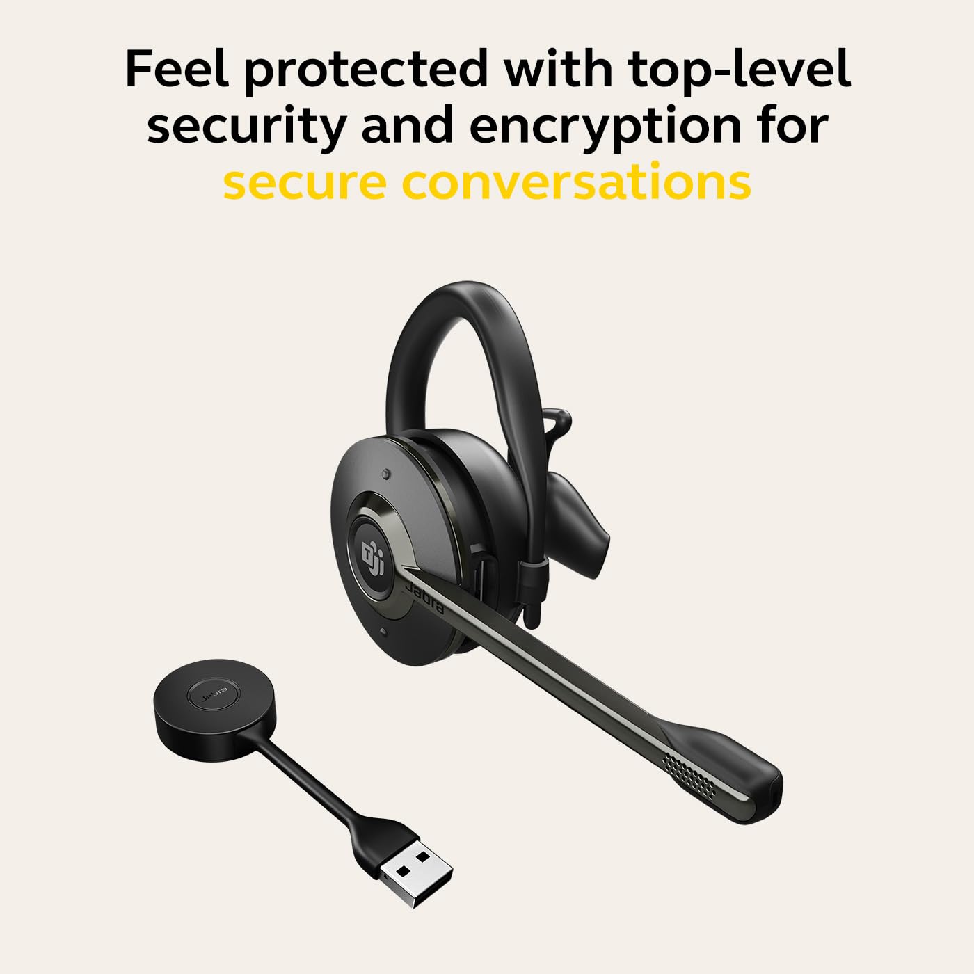 Jabra Engage 55 Wireless Headset with Noise-Cancelling Mic - Convertible Ear Hook, Headband & Neckband - Includes Link 400 USB-A DECT Adapter - MS Teams Certified & Multi-Platform Compatible (Black) - Perfect for Remote Work, Call Centers & Office Communications