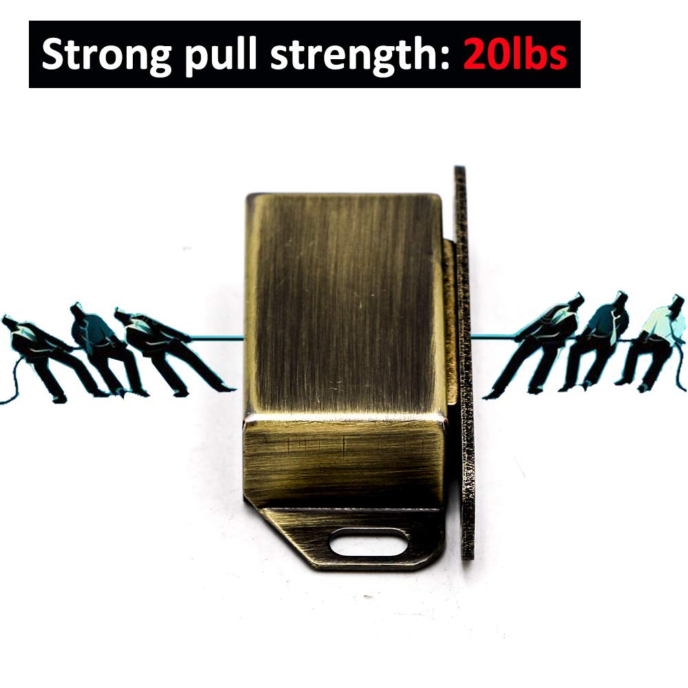 8 Pack Magnetic Cabinet Door Catches - Heavy Duty 20 lbs Stainless Steel Closet Catches with Strong Magnet - Furniture Latches for Kitchen, Bathroom & Wardrobe (Bronze)