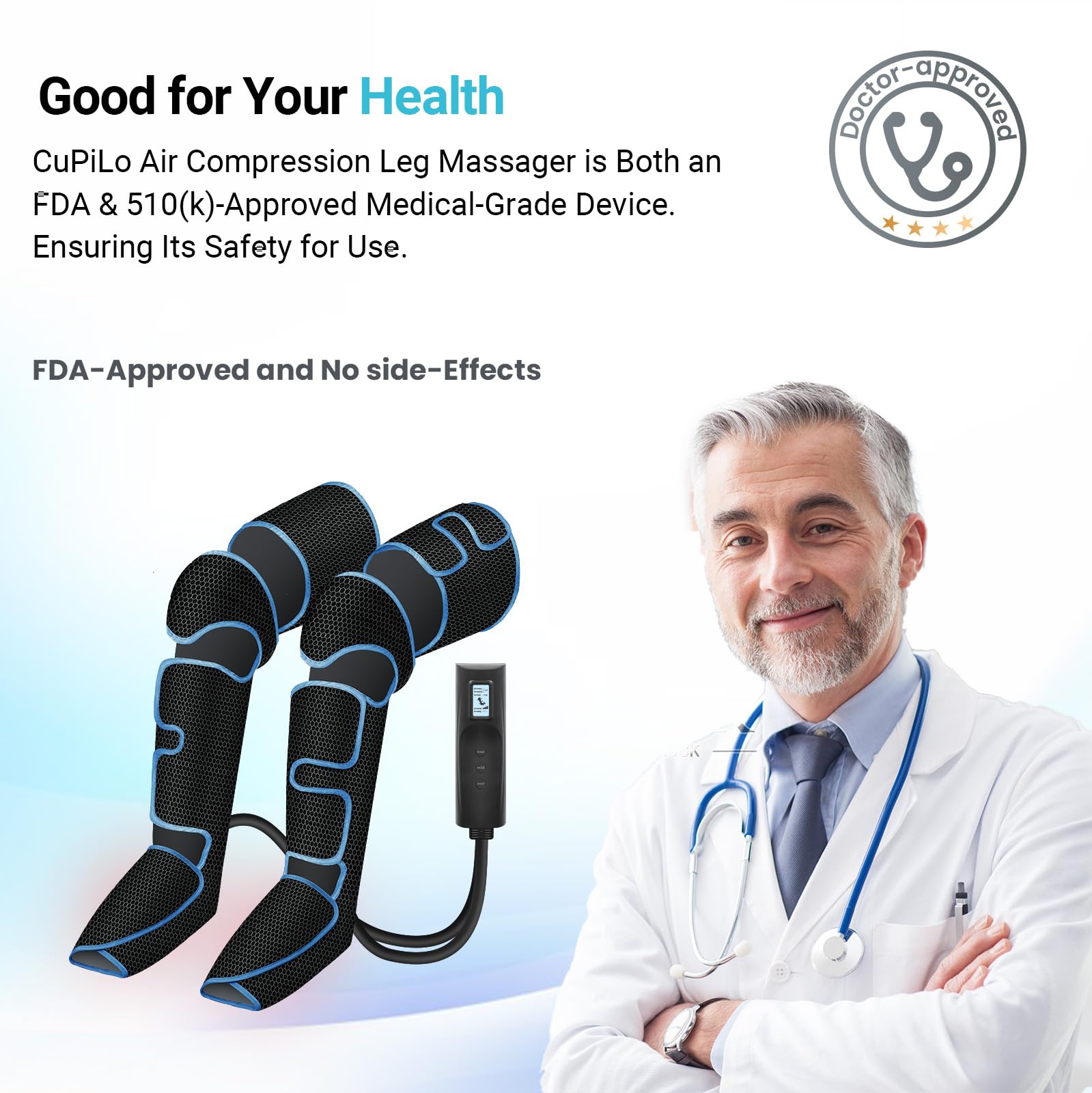 Heated Leg Massager for Circulation & Pain Relief - FSA/HSA Eligible Air Compression Massage for Muscle Fatigue, Cramps, Swelling & Edema - Perfect Christmas Gift for Parents - Ideal for Home Use, Office Relaxation & Post-Workout Recovery