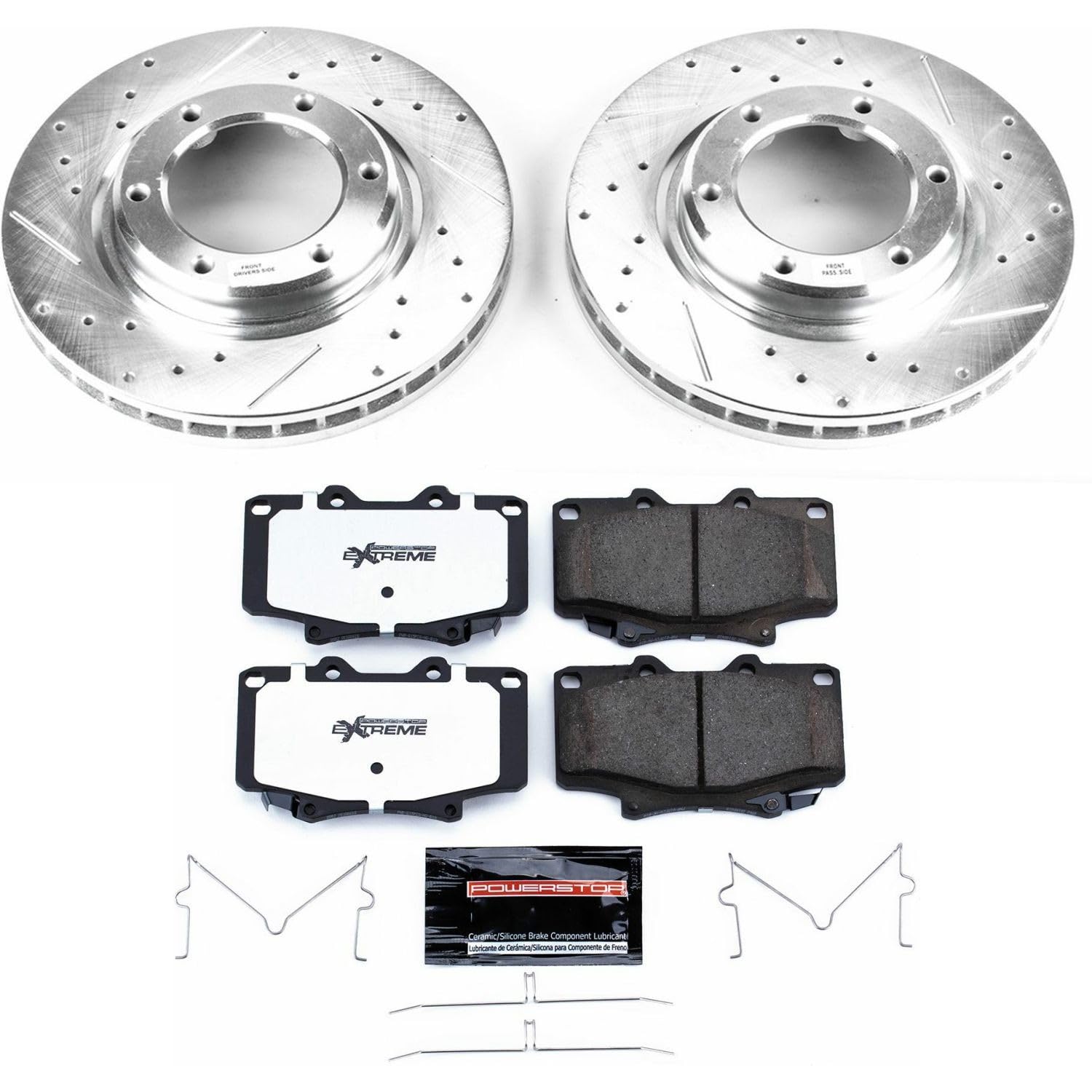 Power Stop K1154-36 Z36 Truck & Tow Brake Kit - Carbon Fiber Ceramic Brake Pads with Drilled & Slotted Rotors | Heavy Duty Braking for Towing, Hauling & Off-Road Use