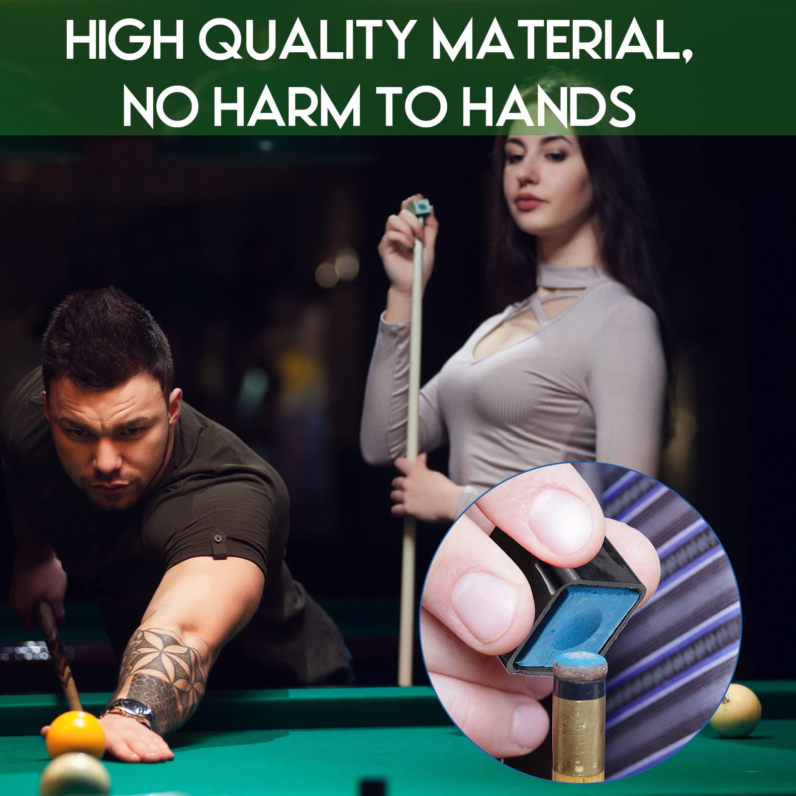 Meooeck 2 in 1 Pool Cue Chalk Holder & Tip Pricker - 2 Pack Non-Slip Billiard Accessories for Snooker, Pool Table, Game Room, and Bar Use