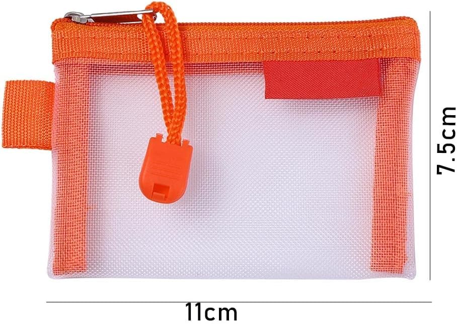 Jowxsx Pink Mesh Storage Bags - Small Zipper Pouch for Travel, Wallet, ID & Credit Card Holder - Nylon Cosmetic Bag & Transparent File Organizer - Perfect for Daily Use, Office, School & Travel Accessories
