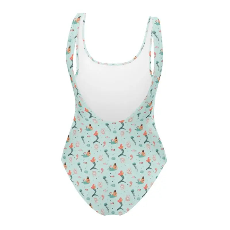 Vintage One Piece Swimsuit - Retro Mermaid Swimwear for Women, High Waisted Bathing Suit with Ruffles, Perfect for Beach, Pool, and Summer Vacations