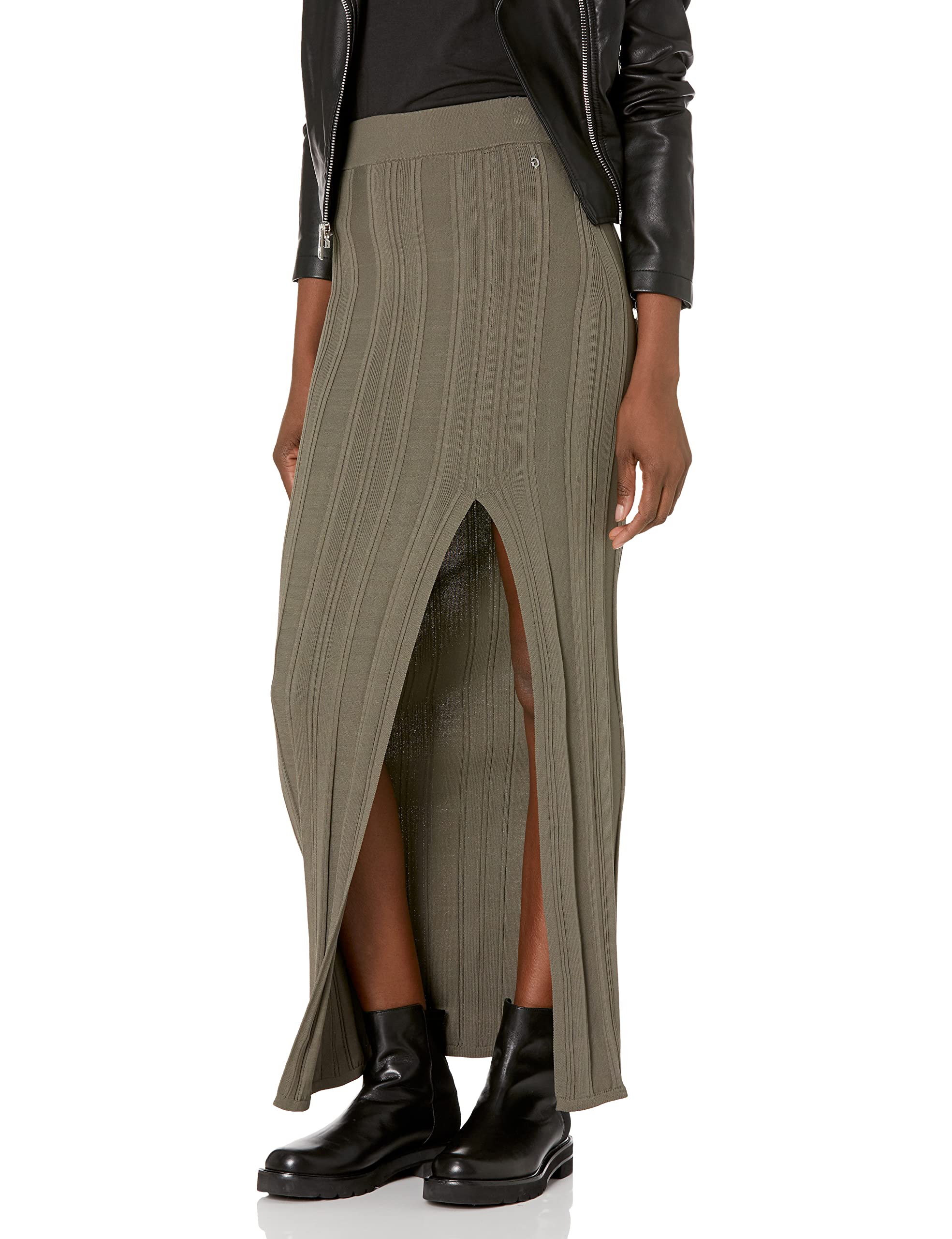 GUESS Women's Amalia Maxi Rib Skirt with High Slit - Stretchy Bodycon Pencil Skirt for Date Night, Party & Office Wear