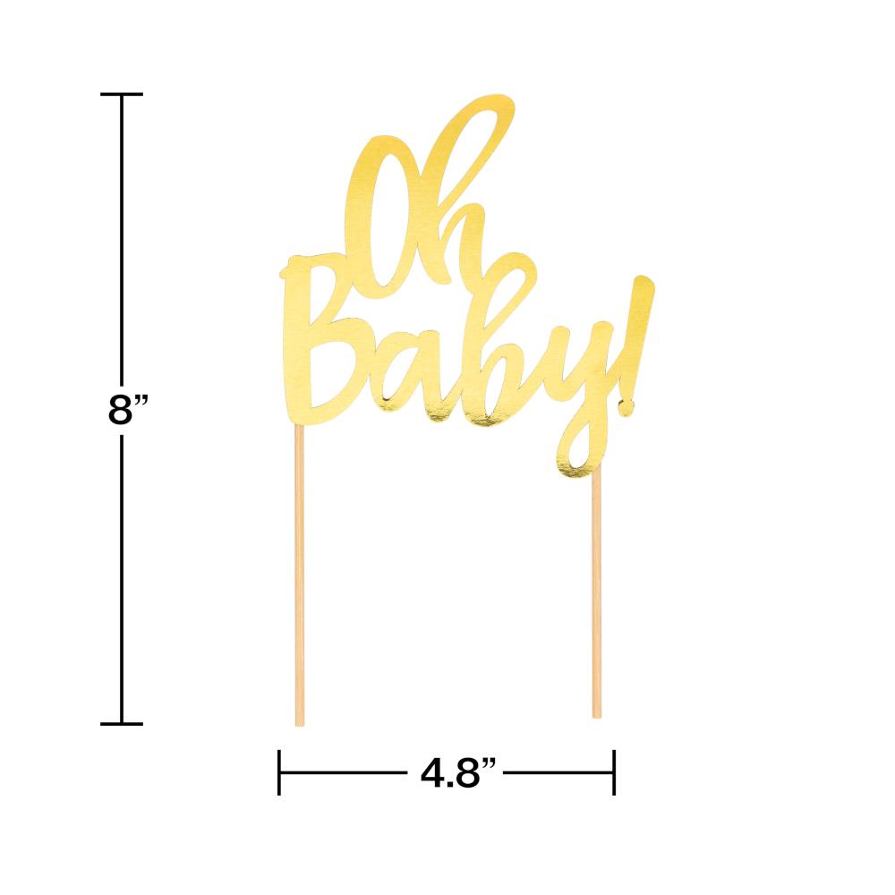12-Piece Bulk Oh Baby Gold Foil Cake Toppers - Perfect for Baby Showers, Birthday Parties & Gender Reveal Celebrations