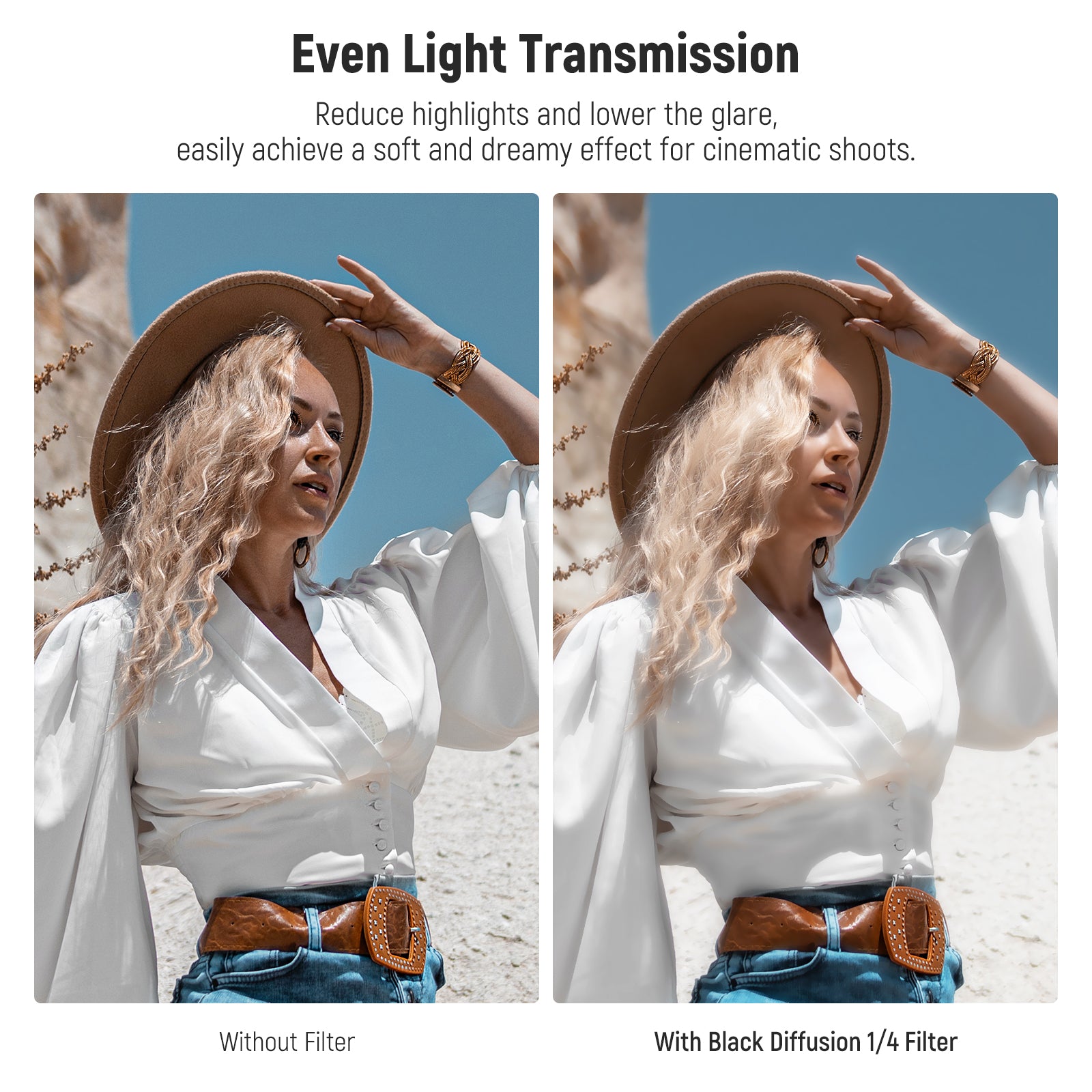 NEEWER 1/4 Black Diffusion Filter - Professional Cine Camera Lens Filter for Cinematic Dreamy Effect, Soft Focus & Glow - Perfect for Filmmaking, Photography, Music Videos & Creative Visuals