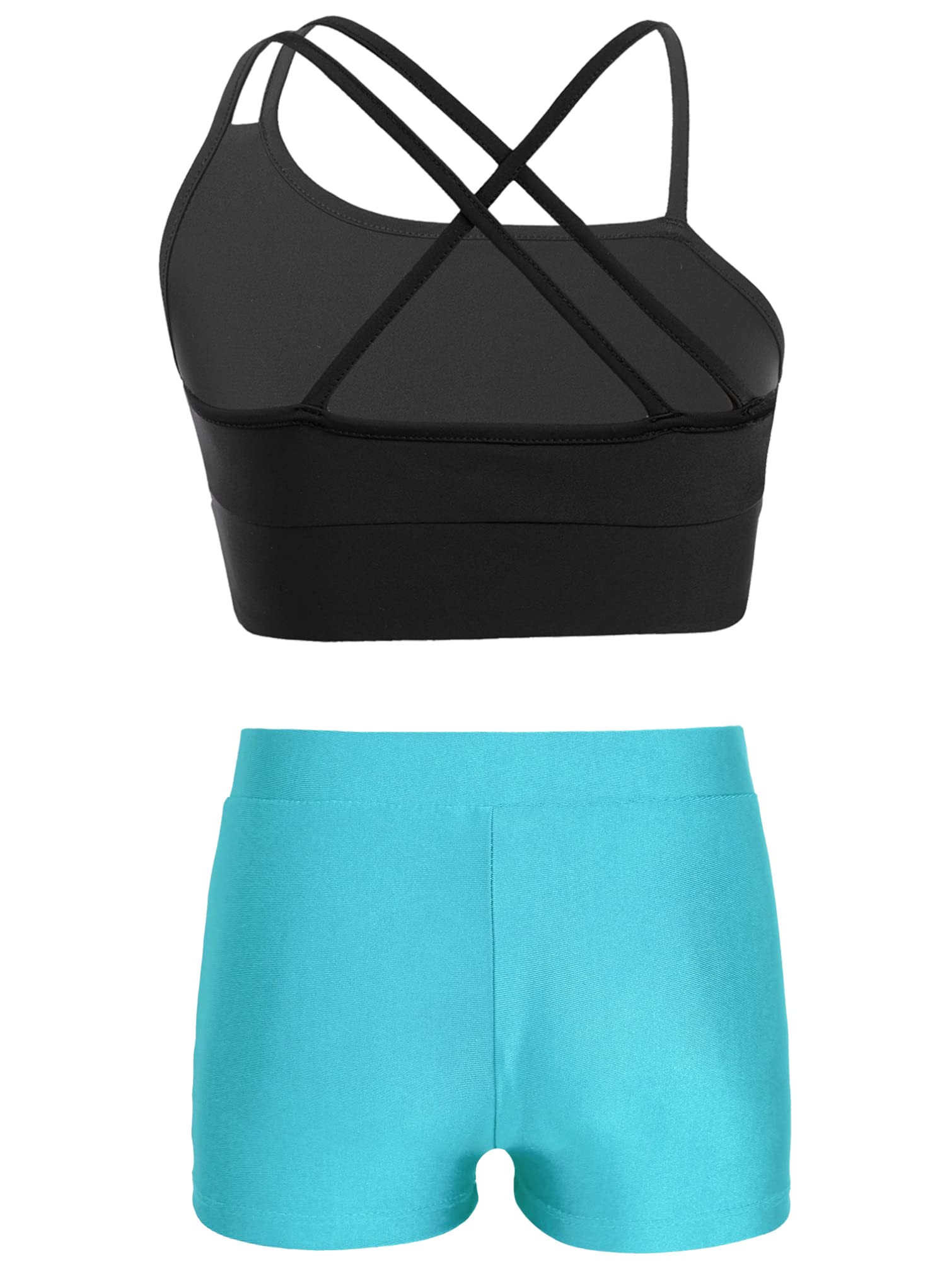 Girls Dance Outfit 2-Piece Set - Crop Top & Shorts for Gymnastics, Ballet, Sports & Workout | Comfortable Kids Athletic Wear for Dance Class, Performance & Play