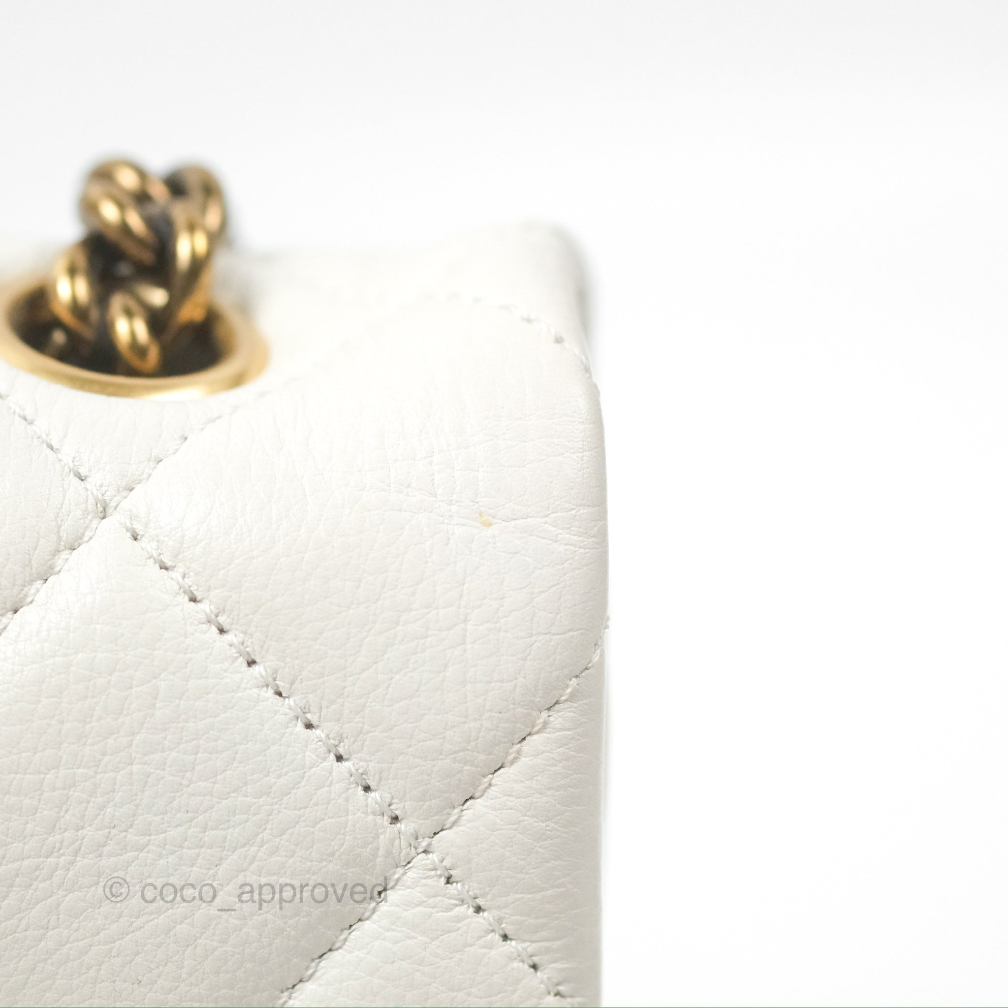 Chanel CC Crown Flap Bag in White Calfskin with Antique Gold Hardware - Luxury Crossbody Purse for Women, Perfect for Evening Events & Date Nights