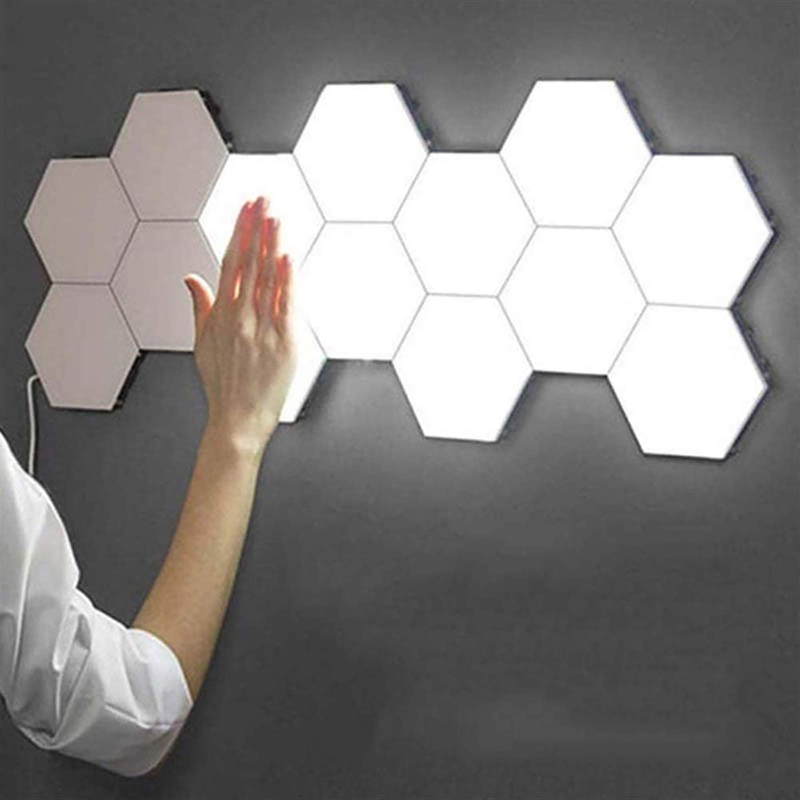 Hexagonal LED Smart Wall Light Panels - Modular Touch Sensitive Honeycomb Lighting for Home Decoration (12-Pack) | Perfect for Bedroom, Living Room, and Office Ambient Lighting