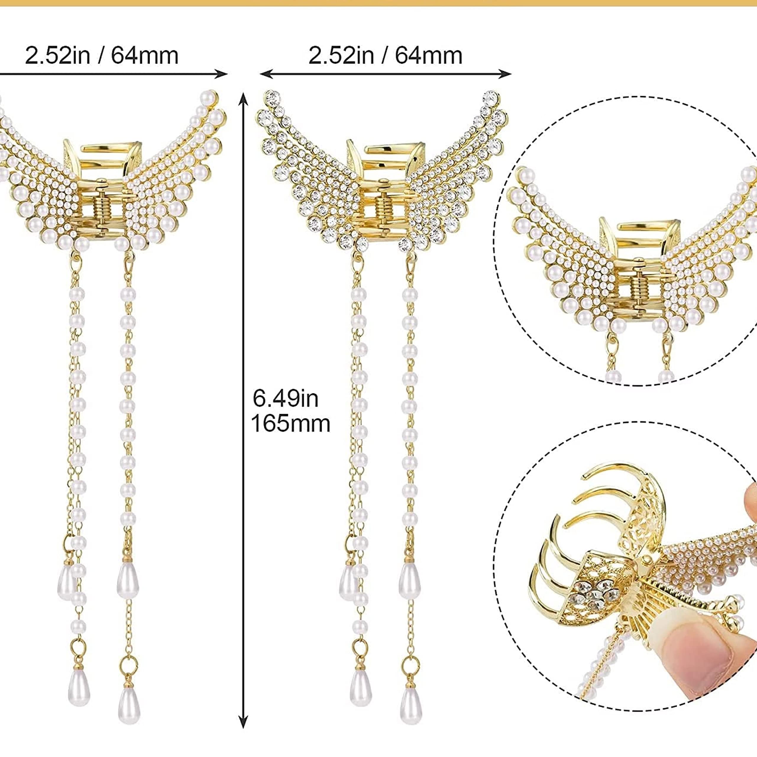 Korean Pearl Hair Clips for Women - Pack of 1 Elegant Stone Hairpin, Wedding & Party Hair Accessories, Butterfly Claw Clip for Girls (Perfect for Bridal, Prom, and Special Occasions)