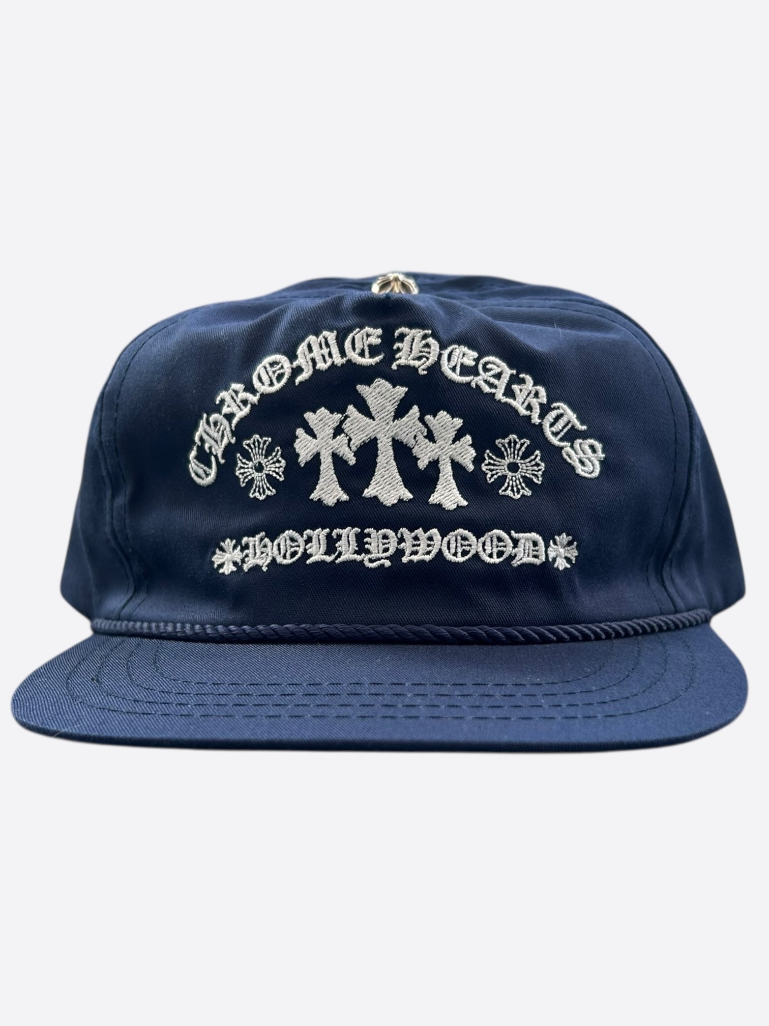 Chrome Hearts Navy & White Triple Cross Embroidered Baseball Cap - Stylish Streetwear Accessory for Men & Women | Perfect for Casual Outfits, Music Festivals & Urban Fashion