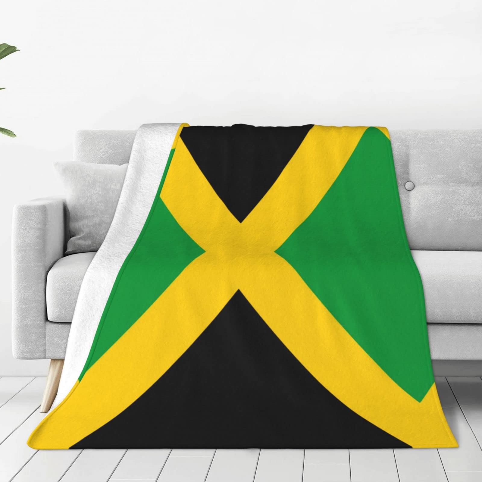 Retro Jamaican Flag Fleece Throw Blanket - 50