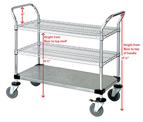 Omega 3-Tier Heavy Duty Chrome Wire Utility Cart - 18