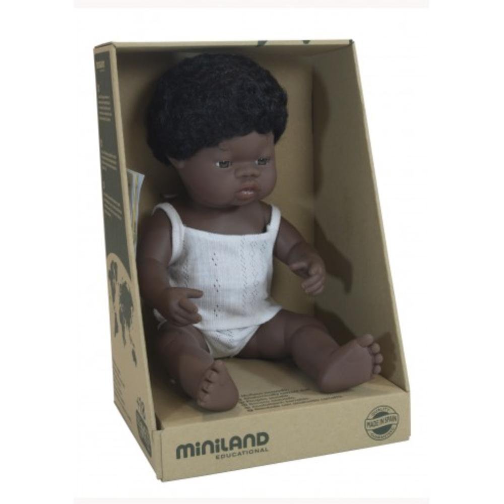 Miniland Anatomically Correct African Boy Doll - Educational Toy for Kids, Diversity Learning & Play Therapy - Perfect for Classrooms, Playrooms & Cultural Awareness Activities